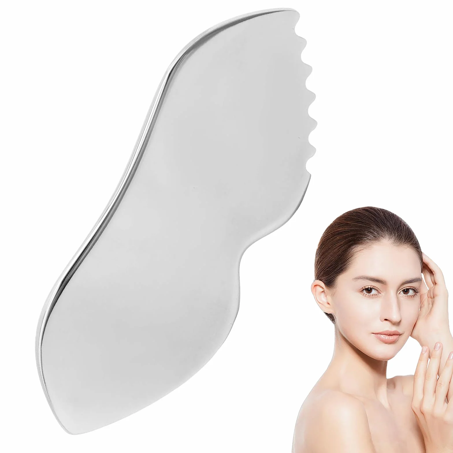 Gua Sha stal nierdzewna, narzędzie do drenażu limfatycznego Guasha Face - Kamień do twarzy Gua Sha ujędrnia skórę zmniejsza obrzęki