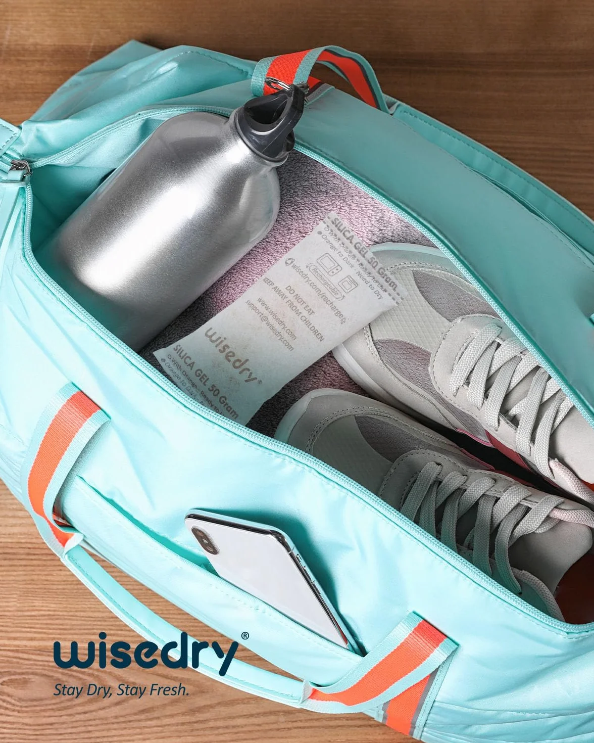 wisedry Saszetki z żelem krzemionkowym 50 g (6 opakowań) pomarańczowe koraliki klasy spożywczej zmieniające kolor pochłaniacz wilgoci