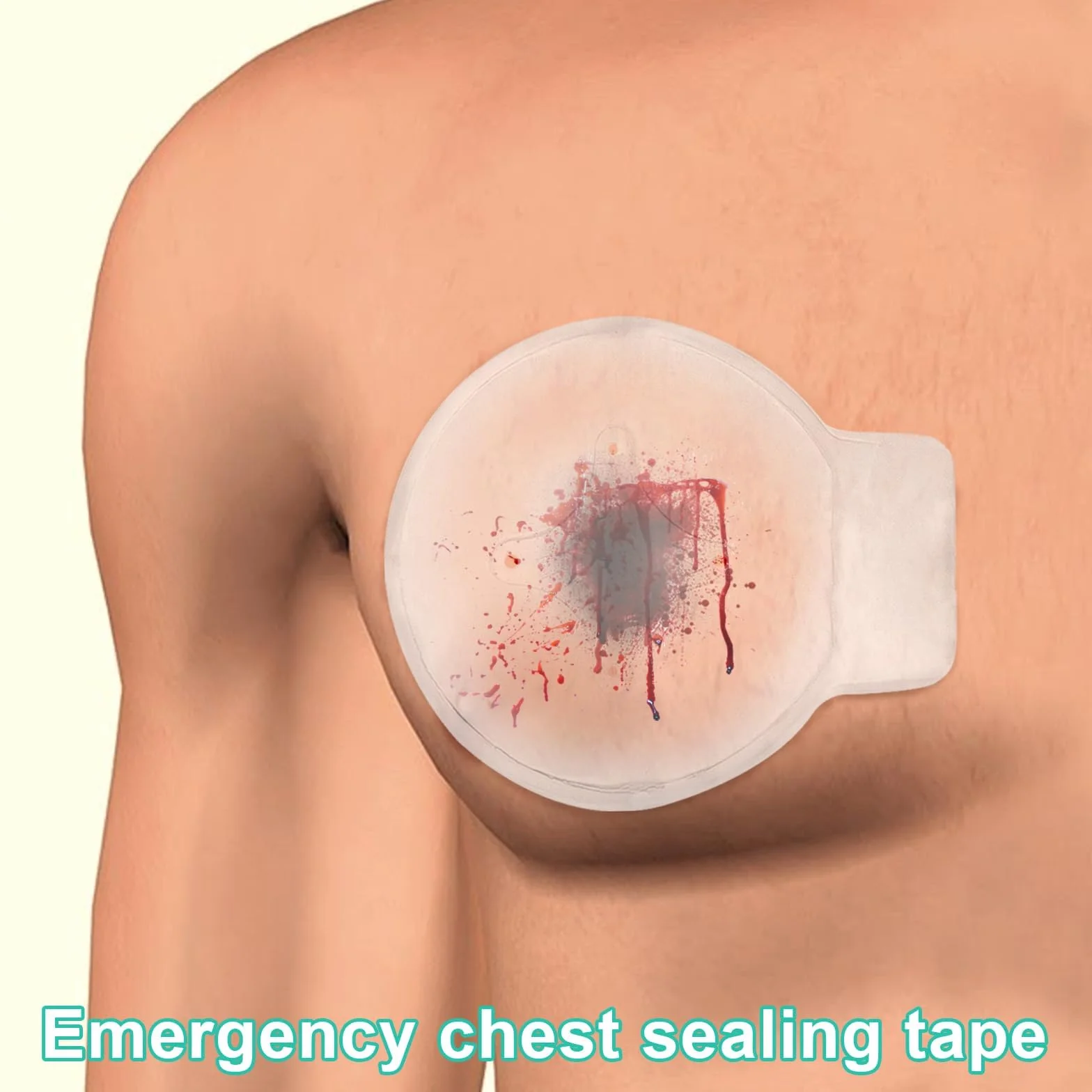 4 sztuki Vented Chest Seal Hydrożel do otwartych ran klatki piersiowej, z 4-kanałowymi otworami wentylacyjnymi, awaryjne uszczelnienie klatki piersiowej do opatrunków urazowych