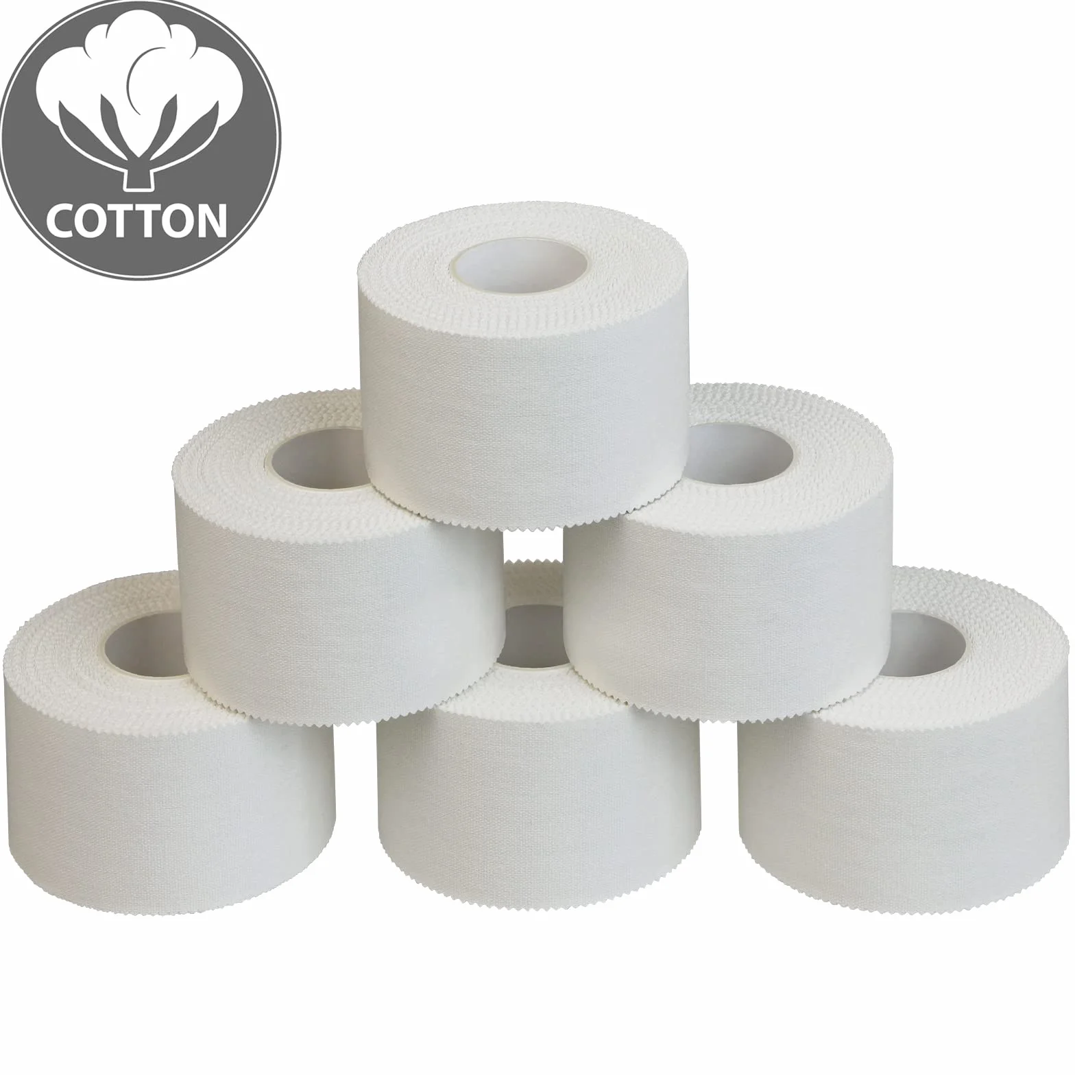 ALPIDEX Taśma Sportowa Sztywna 6 Sztuk 3,8 cm x 10 m Sport Tape Taśma Klejąca Biała Zestaw Rolek Taśmy Sportowej