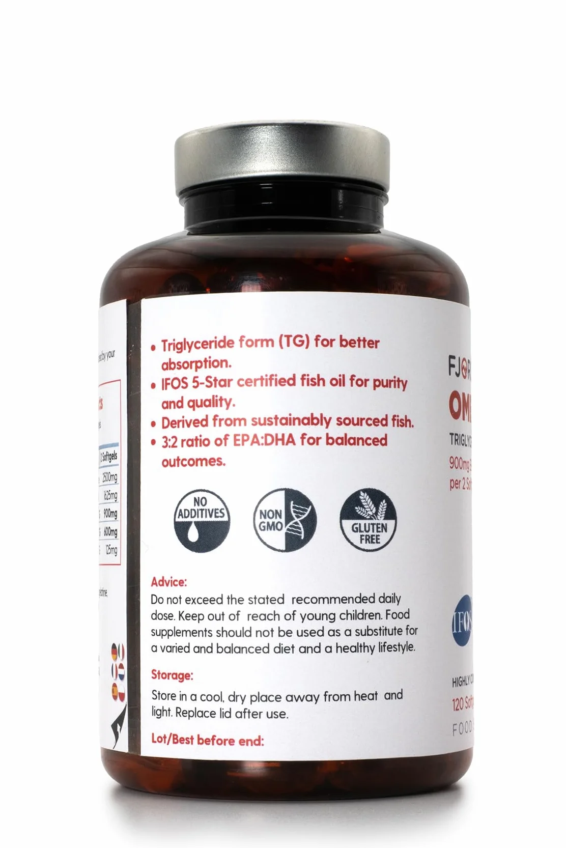 Omega-3 TG | Forma trójglicerydów | Certyfikat IFOS | 900mg EPA i 600mg DHA w 2 kapsułkach | 120 kapsułek