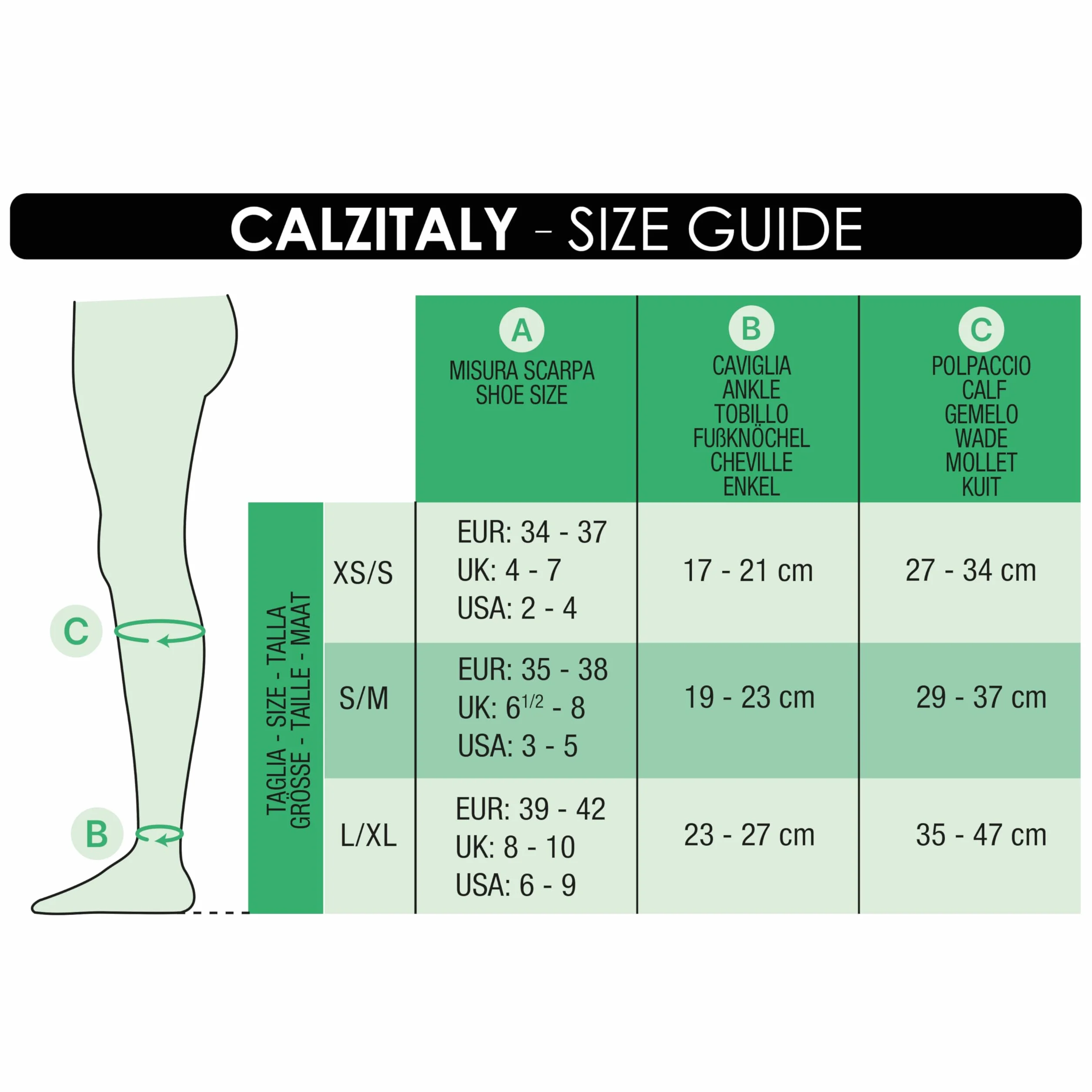 CALZITALY PACK 1/2 połowy dna z mocnym kompresją stopniową 15-21 mm/Hg bez końcówki | Medyczna otwarta końcówka | 140 DEN | Wyprodukowano we Włoszech