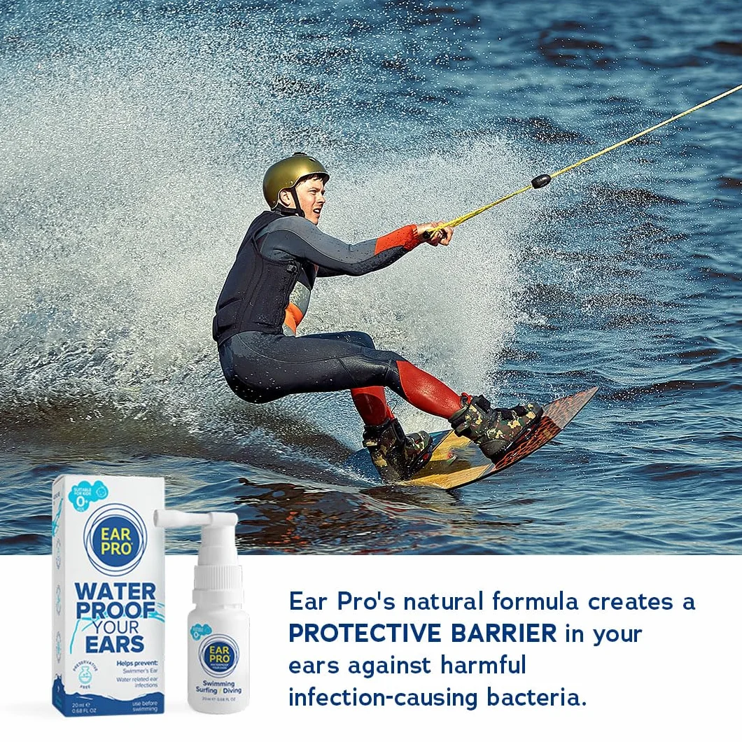 Ear Pro naturalny spray do uszu dla dzieci i dorosłych – łatwy w użyciu spray do uszu zapobiegający zatrzymaniu wody, dolegliwościom uszu i ochrony słuchu (1 opakowanie, 200 zastosowań)
