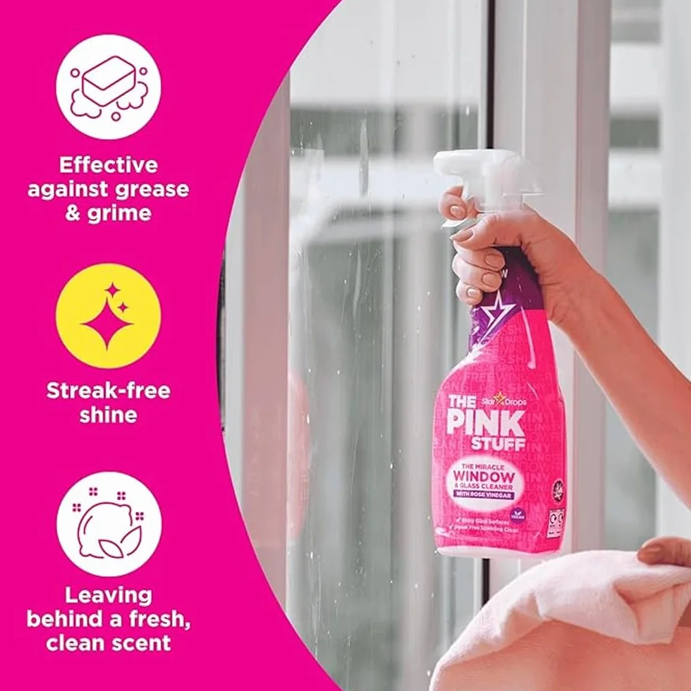 Stardrops Pink Stuff środek do czyszczenia okien i szkła z octem różanym 850 ml