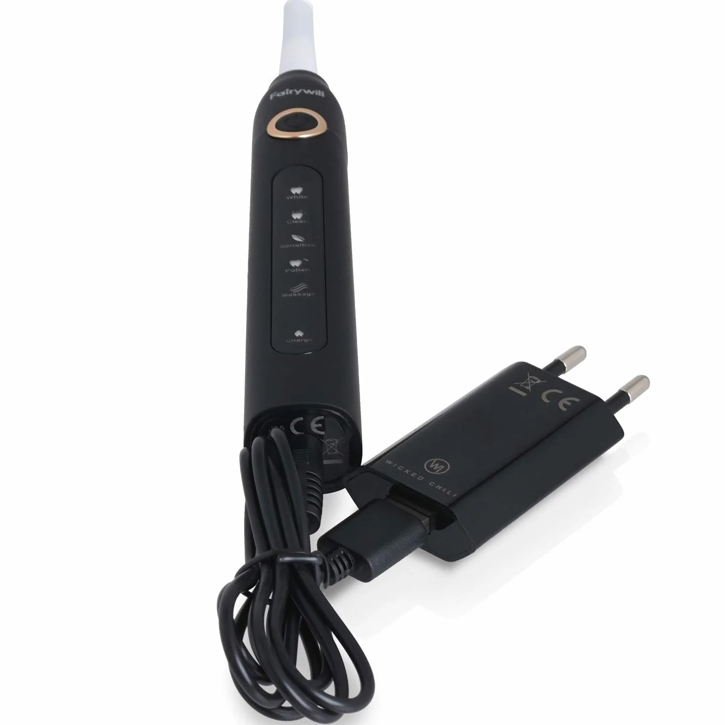 Wicked Chili Zasilacz sieciowy – Ultra Slim – adapter USB odpowiedni do elektrycznej szczoteczki do zębów, sonicznej szczoteczki do zębów, irygatora jamy ustnej | kompatybilny z Fairywill P11 Plus,