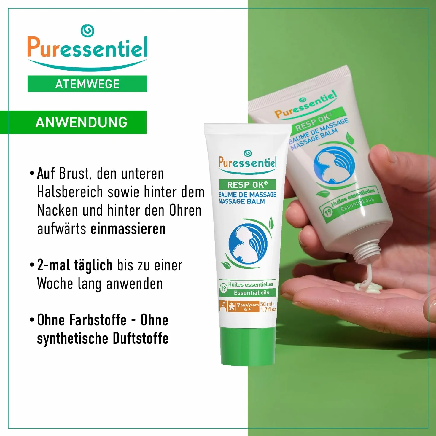 Puressentiel Resp ok Balsam 50 ml - Zimowe dolegliwości i wrażliwość sezonowa - 100% naturalne pochodzenie