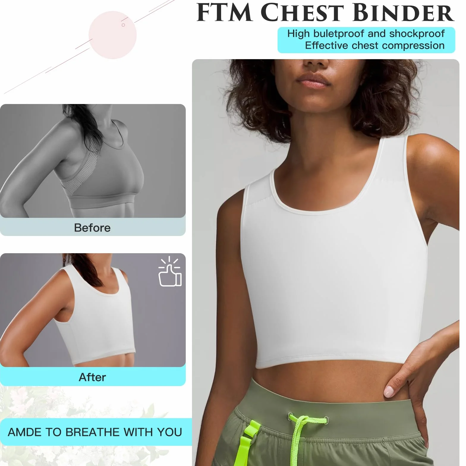 XUJI Segregator na pół klatki piersiowej Transgender Compression FTM Pulower Design Binder