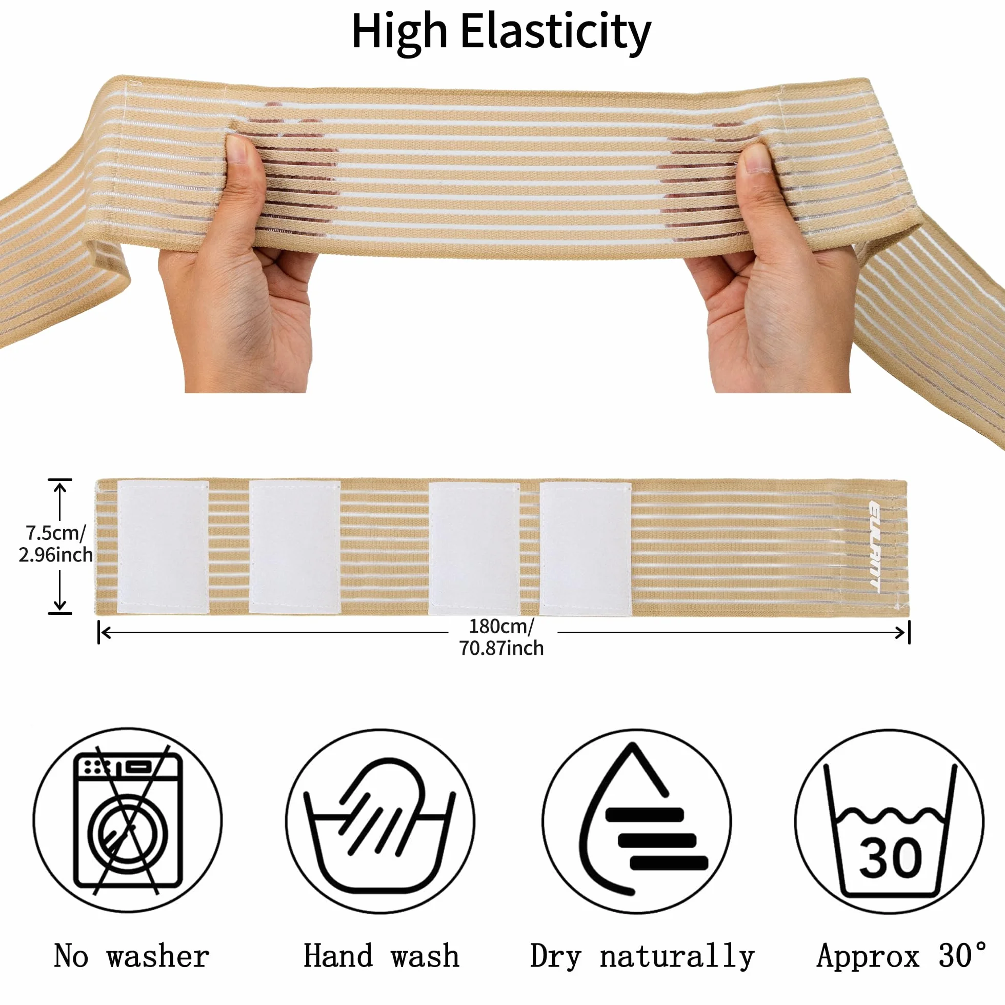 EULANT Elastyczny bandaż kompresyjny 180 cm, elastyczne bandaże / wsparcie łokciowe/elastyczny bandaż na kolano/kostkę, bandaż kompresyjny