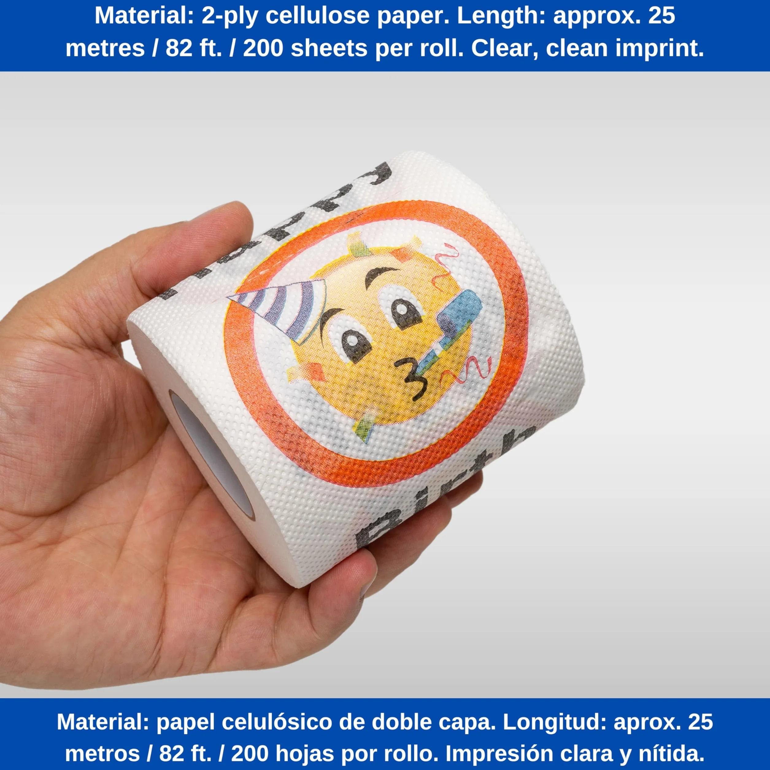 Papier Toaletowy Happy Birthday, na Każde Urodziny, 2 Rolki, Dekoracja Imprezowa i Opakowanie Prezentowe, Zabawny Papier Toaletowy z Emotikonami, Zabawny Papier Toaletowy, Rulonik Toaletowy jako