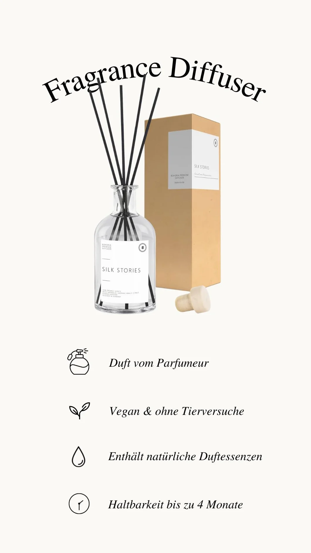 BOHORIA Pałeczki zapachowe odświeżacz powietrza (Silk Stories, 200 ml)