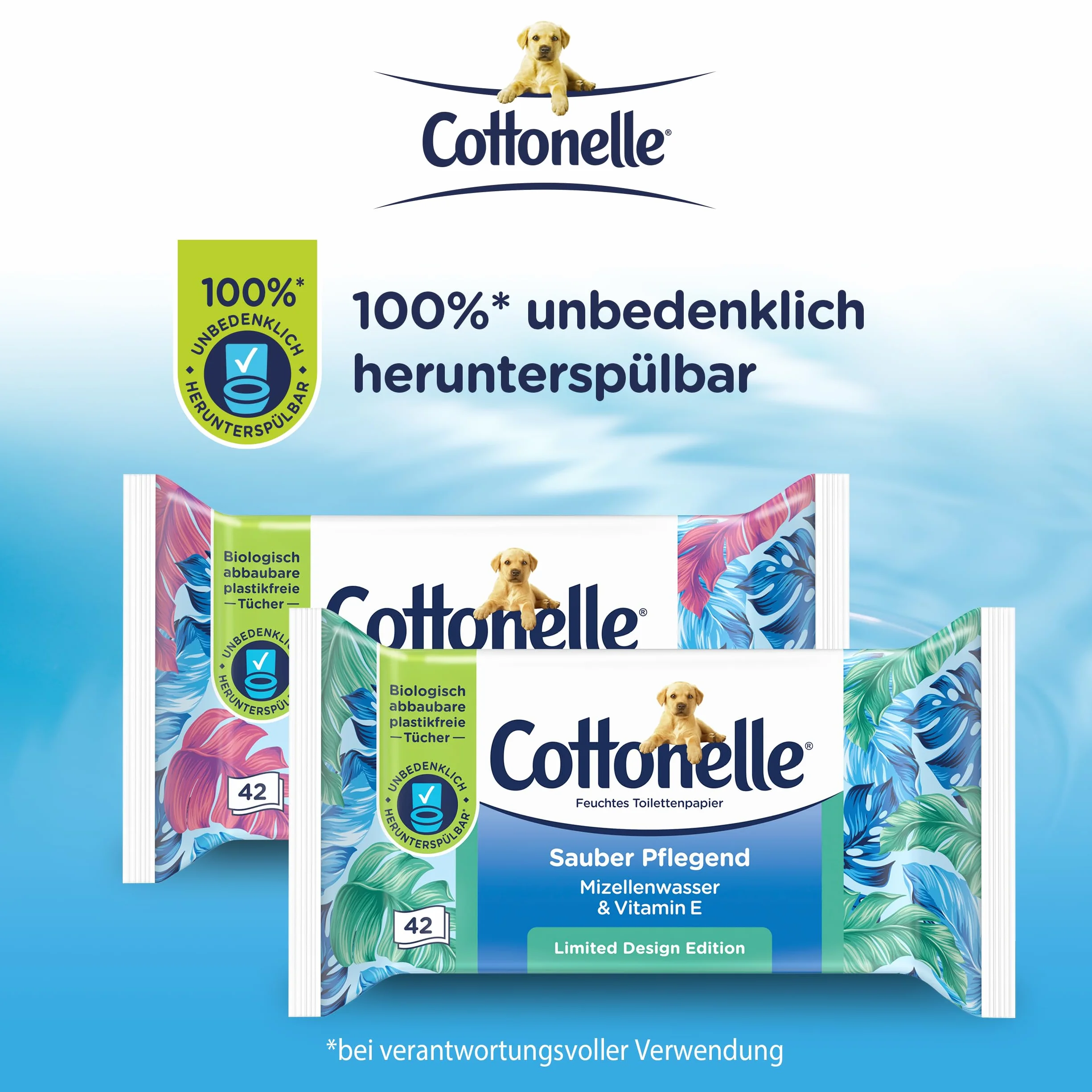 Cottonelle Wilgotny papier toaletowy, czysto pielęgnujący – woda micelarna i zapach bawełny, biodegradowalny, nie zawiera plastiku, możliwość ponownego zamknięcia, opakowanie ekonomiczne, 12 x 42