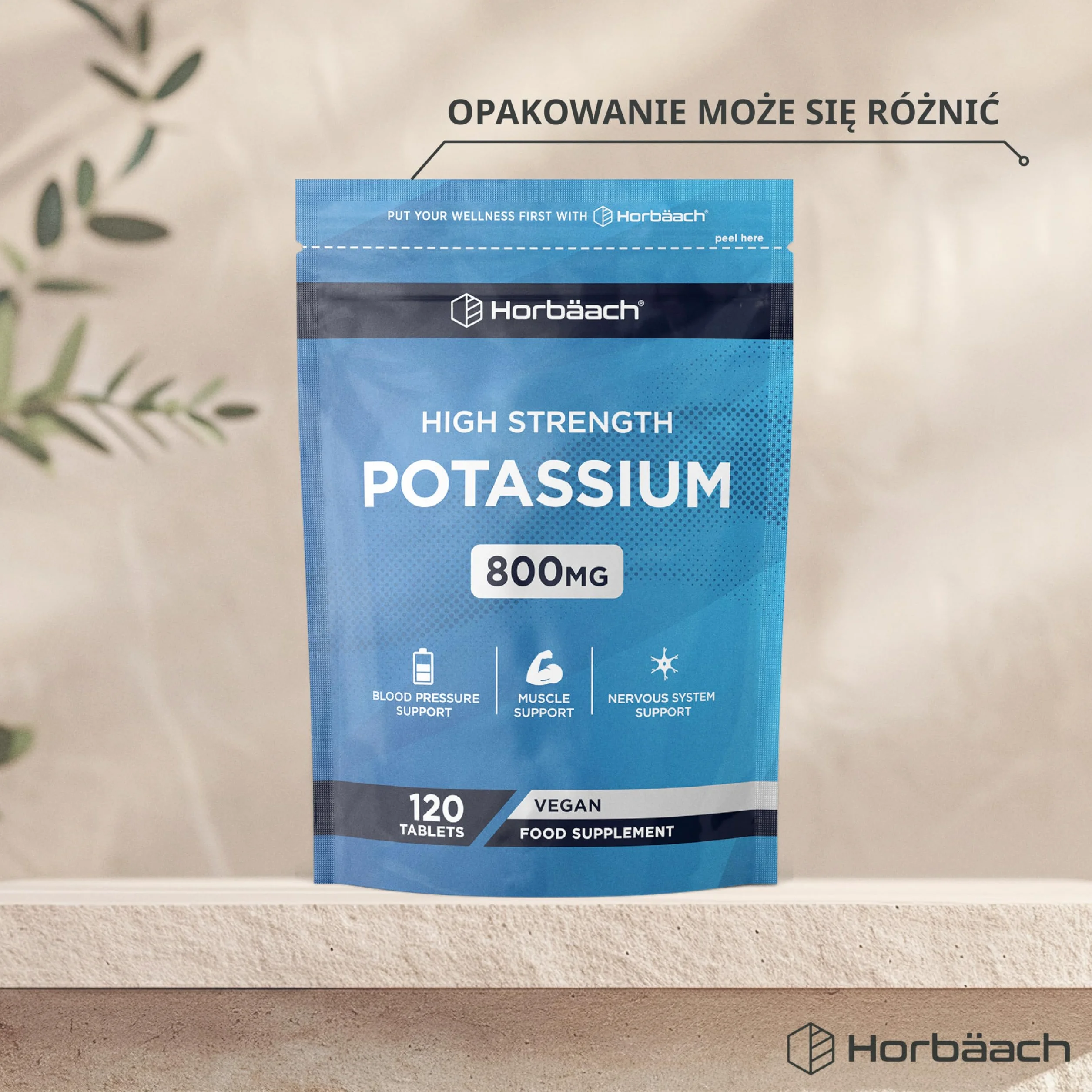 Potas Tabletki 800mg | Wysoka Dawka Cytrynianu Potasu | 120 Tabletek Wegańskich | Do Ciśnienia Krwi, Funkcji Mięśni i Układu Nerwowego | firmy Horbaach