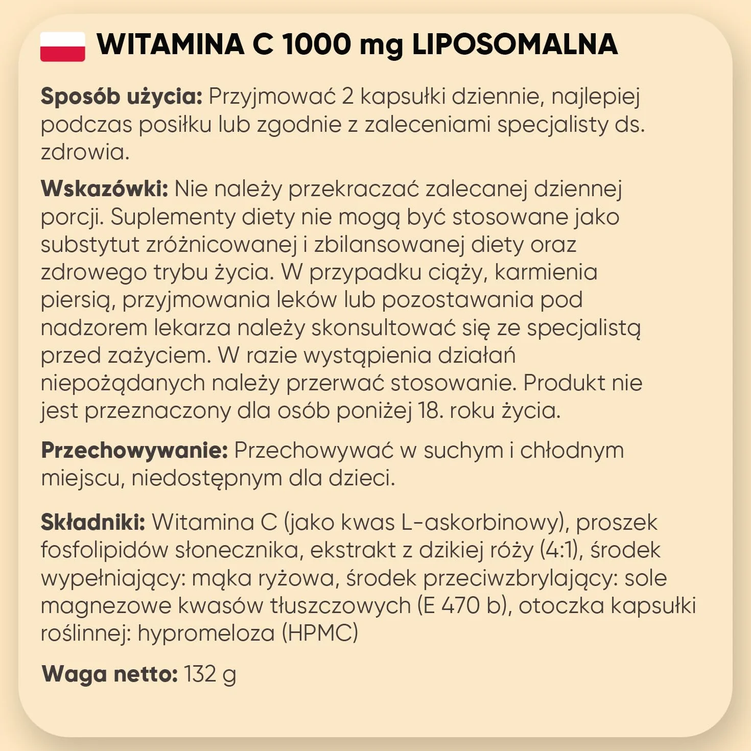 Witamina C liposomalna 1000 mg 180 kapsułek z dziką różą wegański bez GMO