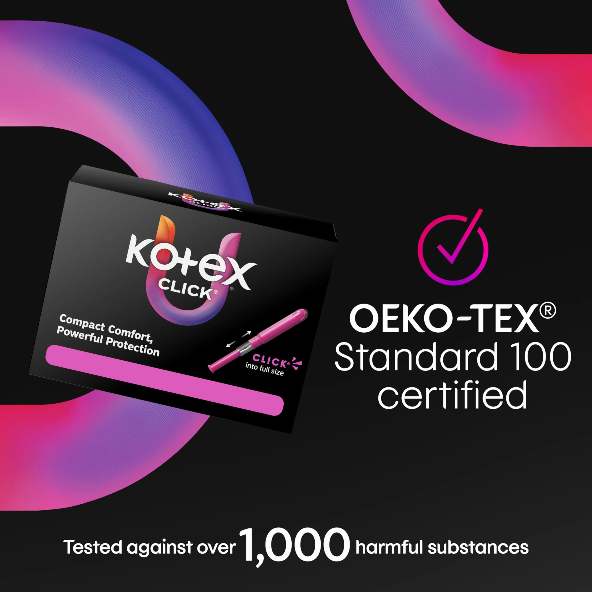 U by Kotex Click Kompakttampons, Super Saugfähigkeit, geruchlos, 45 Stück