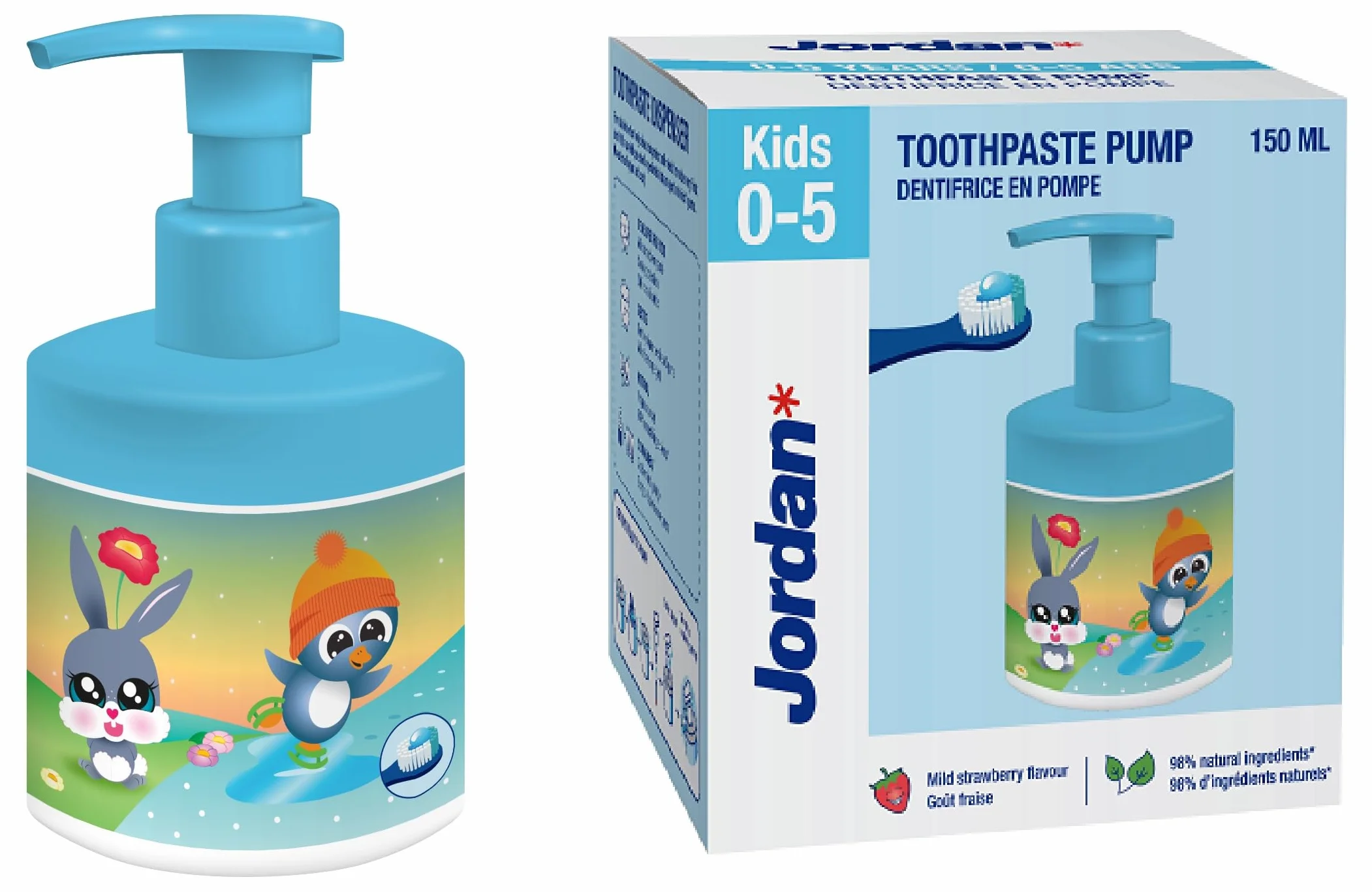 JORDAN KIDS PASTA DO ZĘBÓW W POMPCE 0-5 LAT 150 ML