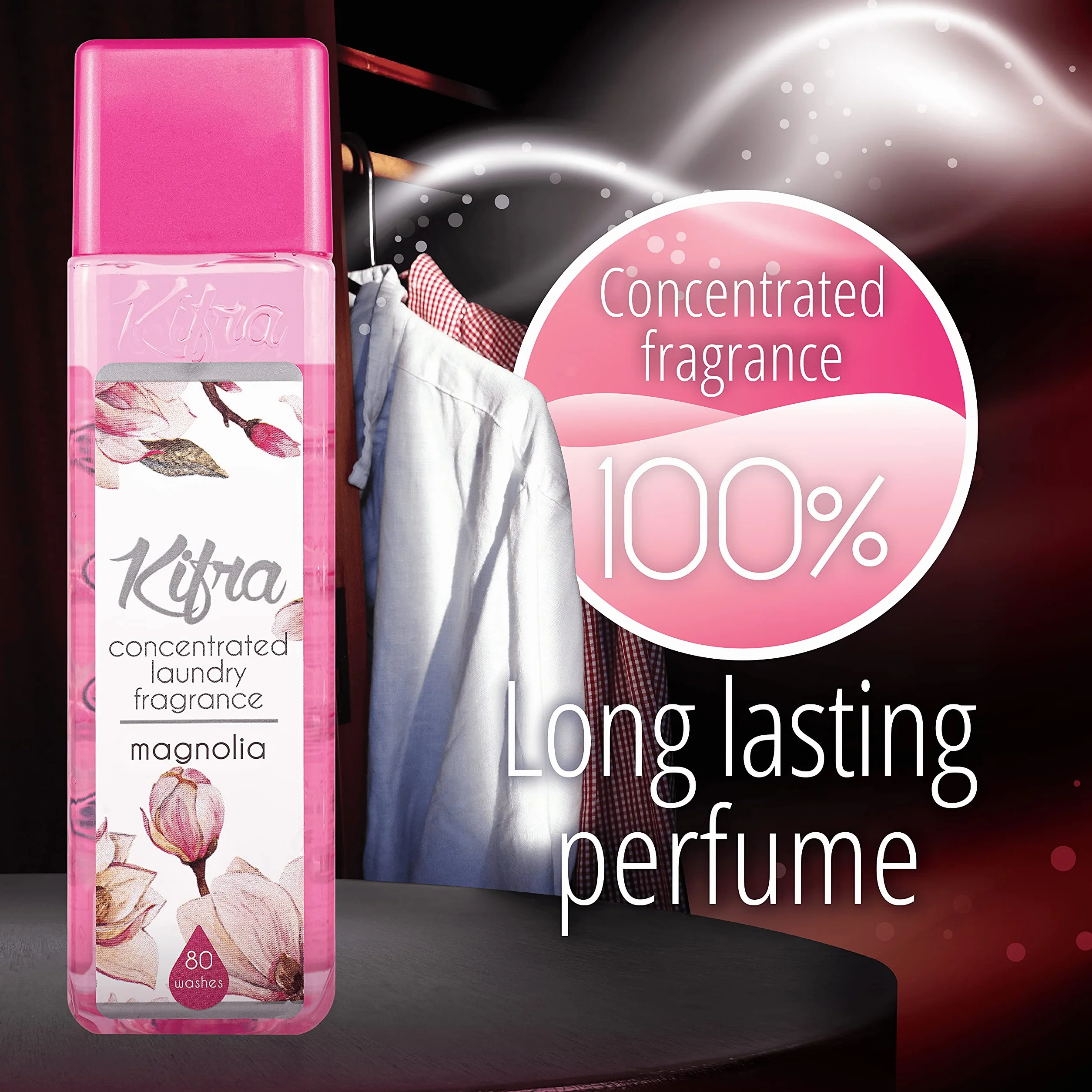 KIFRA Magnolia skoncentrowane perfumy do prania, 200 ml, 80 cykli prania, długotrwały zapach do prania