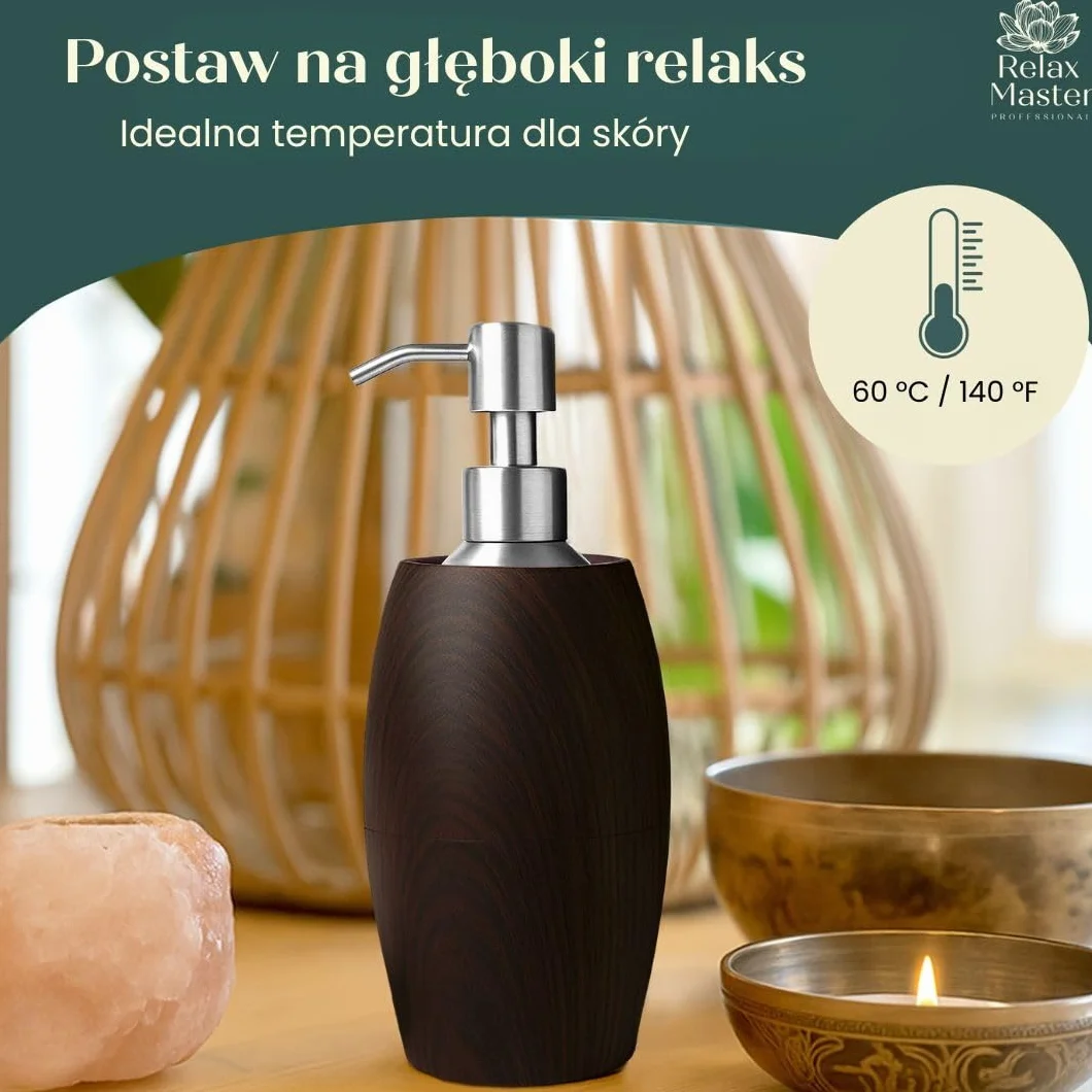 Relax Master ogrzewacz olejku do masażu o wyglądzie drewna – profesjonalne elektryczne urządzenie do masażu – podgrzewacz oleju – gabinety masażu – Guasha – Wellness – Spa