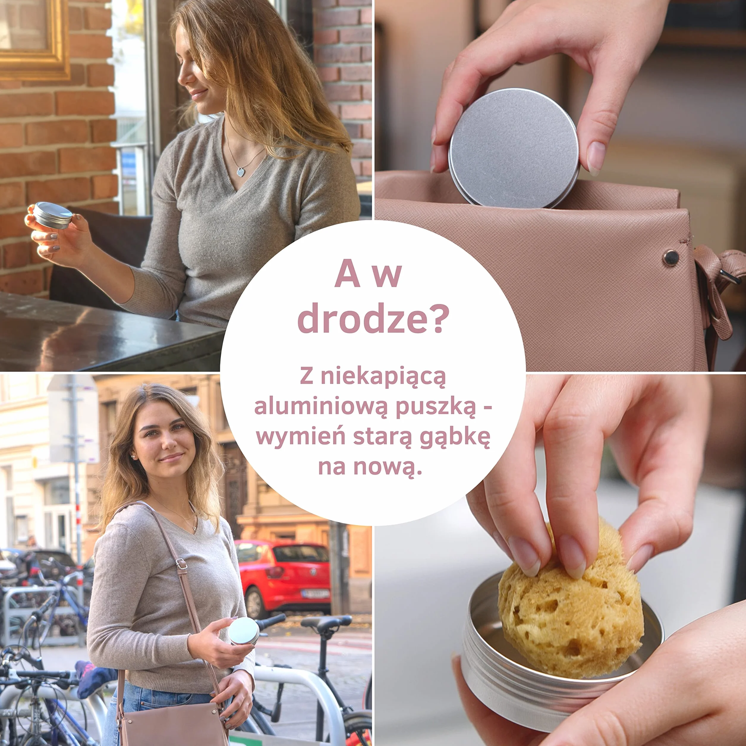 Naturalna gąbka menstruacyjna z nitką alternatywa dla tamponów zmywalna Dermatest doskonały pojemnik podróżny jakość premium Grecja Roz. S 5 x 3-5 cm