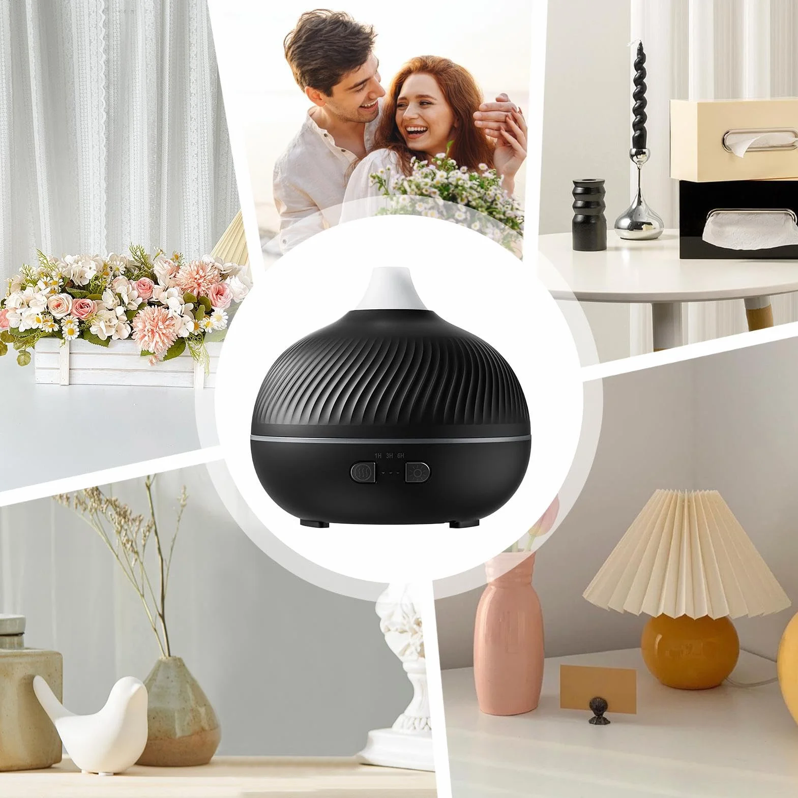 Electric Oil Diffuser - USB Plug-In Quiet Humidifier with Timer for Home | Sleek Design with LED Light, Aromatherapy Essentialed Oil Diffuser for Living Room Fireplace Desk Hotel Spa Meditation Room