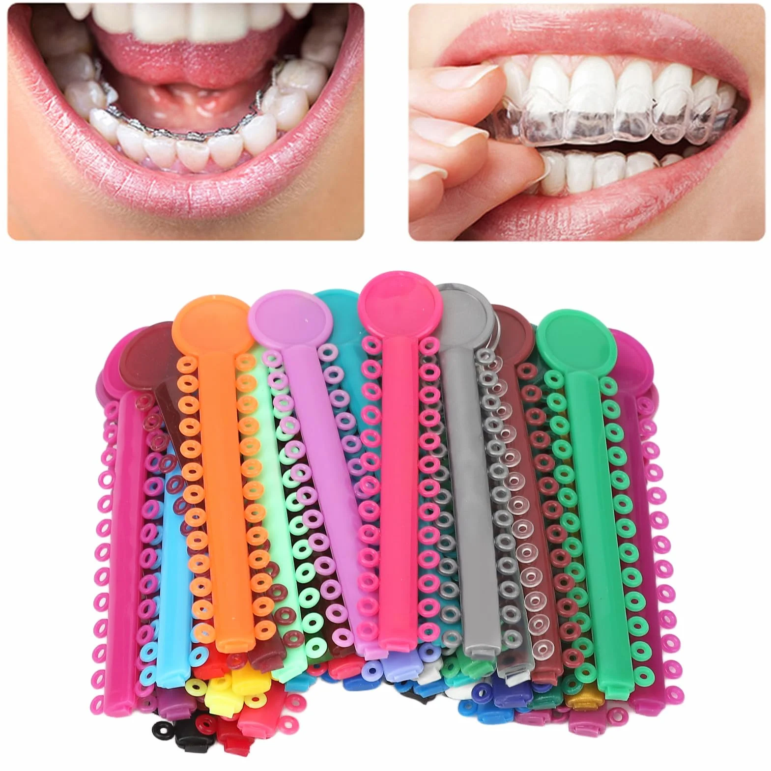Ortodontyczne gumki, ortodontyczne gumki ligaturowe, 40 sztuk dentystycznych ortodontycznych ligatur, kolorowe zęby ortodontyczne gumki ligaturowe pierścieniowe do aparatów ortodontycznych