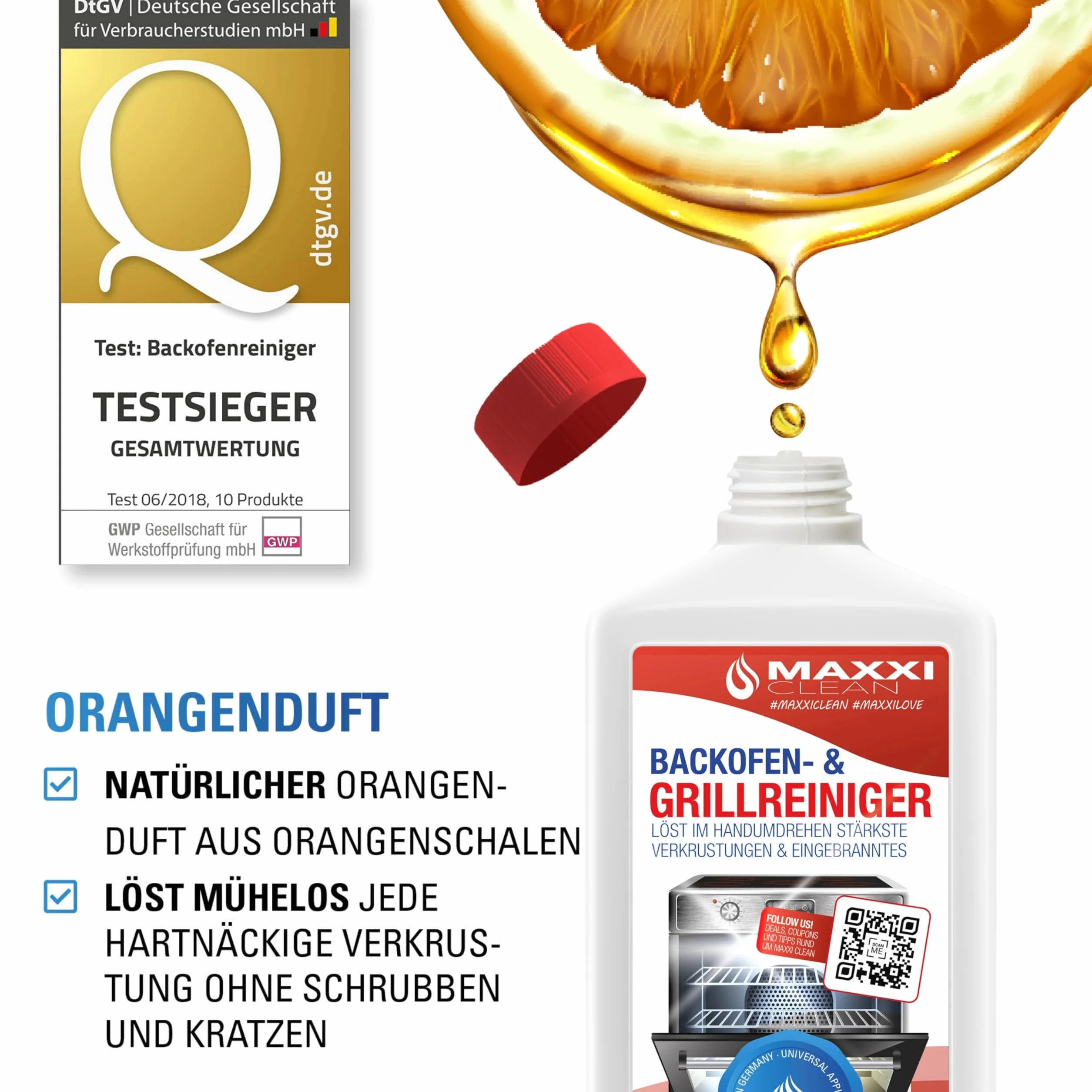 MAXXI CLEAN | Ekstra mocny środek do czyszczenia piekarników i grillów | 750 ml żelowej pasty | samoczynnie działający środek czyszczący i odtłuszczający | do kuchenek i grillów
