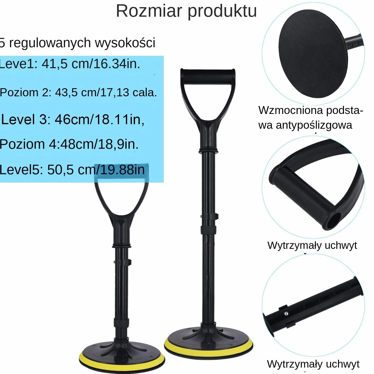 Mobility Standing Aid For Seniors, Adjustable Stand-Up Assist Support, Stable Aluminum Alloy Helper Device For Daily Living, Garden, Home, And Elderly Independence, 42 To 52cm