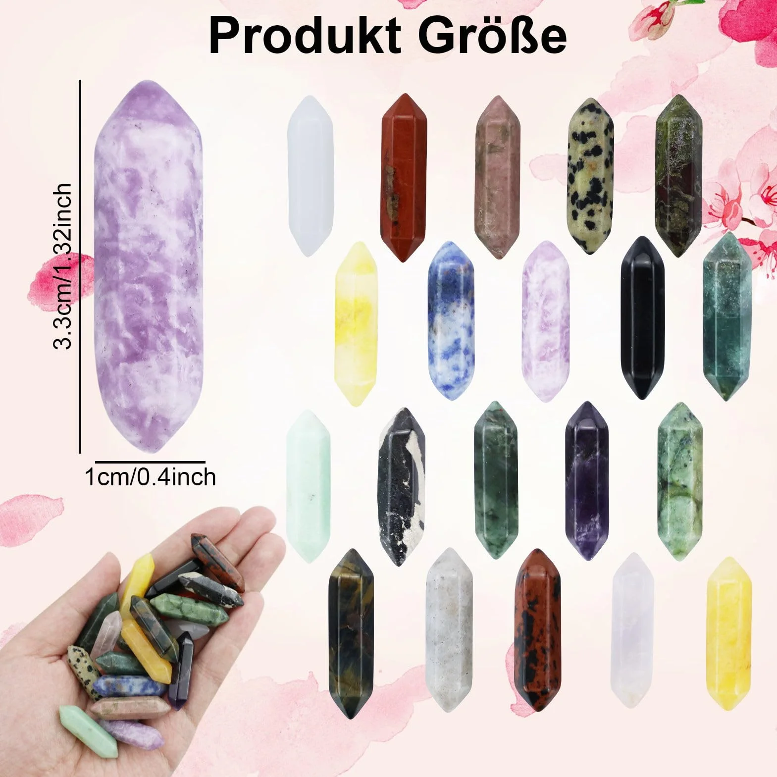 Naturalne kamienie szlachetne zestaw kryształów leczniczych sześciokątne różdżki Reiki czakra