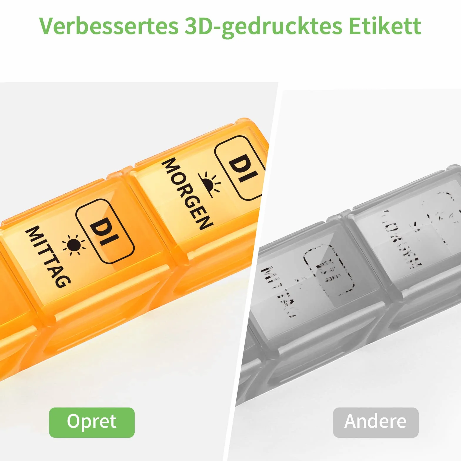 Opret Pudełko na tabletki 7 dni, rano, południe, wieczorem, pudełko na tabletki 7 dni, 3 przegródki, pudełko na tabletki 7 dni, pudełko na leki, pudełko tygodniowe z dużymi przegródkami na leki