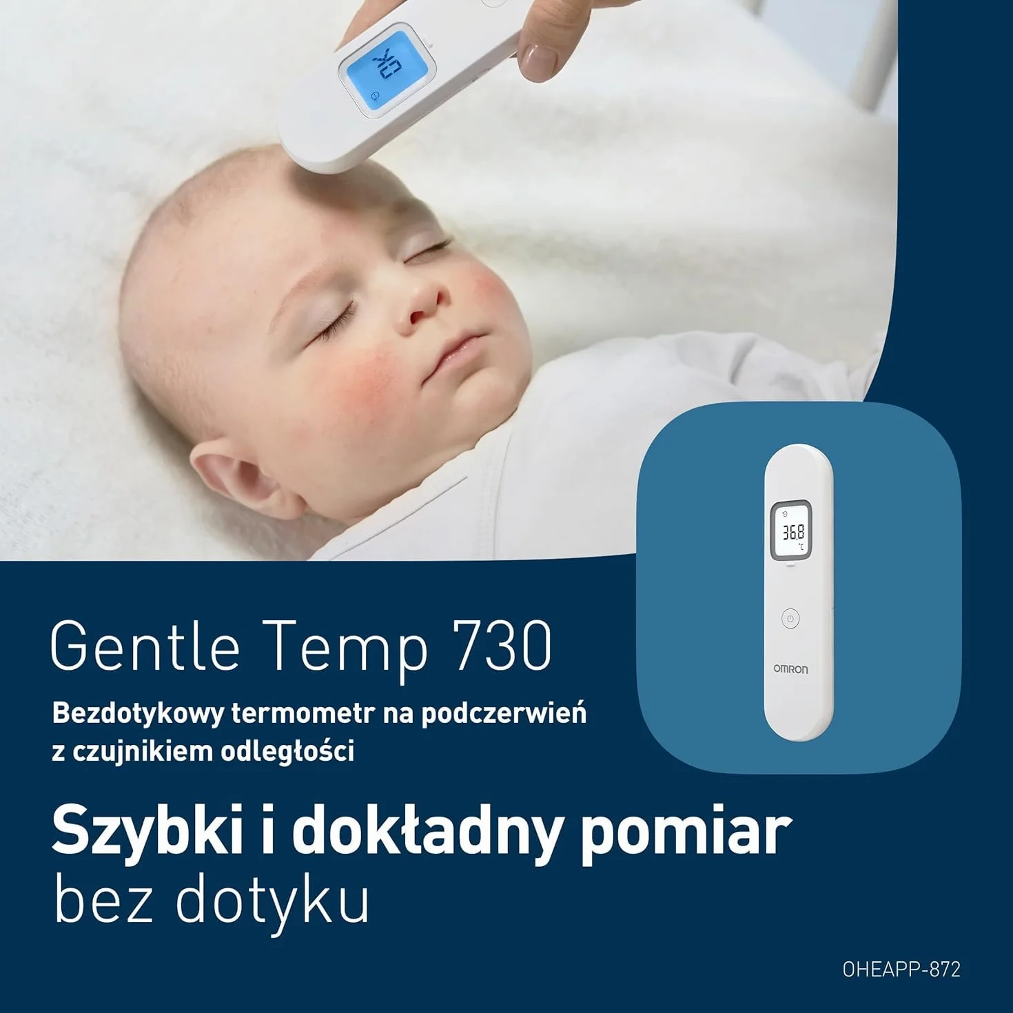 OMRON Gentle Temp 730 Cyfrowy Termometr na Podczerwień dla Noworodków, Dzieci i Dorosłych, Termometr Bezdotykowy z Błyskawicznym i Dokładnym Pomiarem Temperatury z Czoła w 1 sekundę