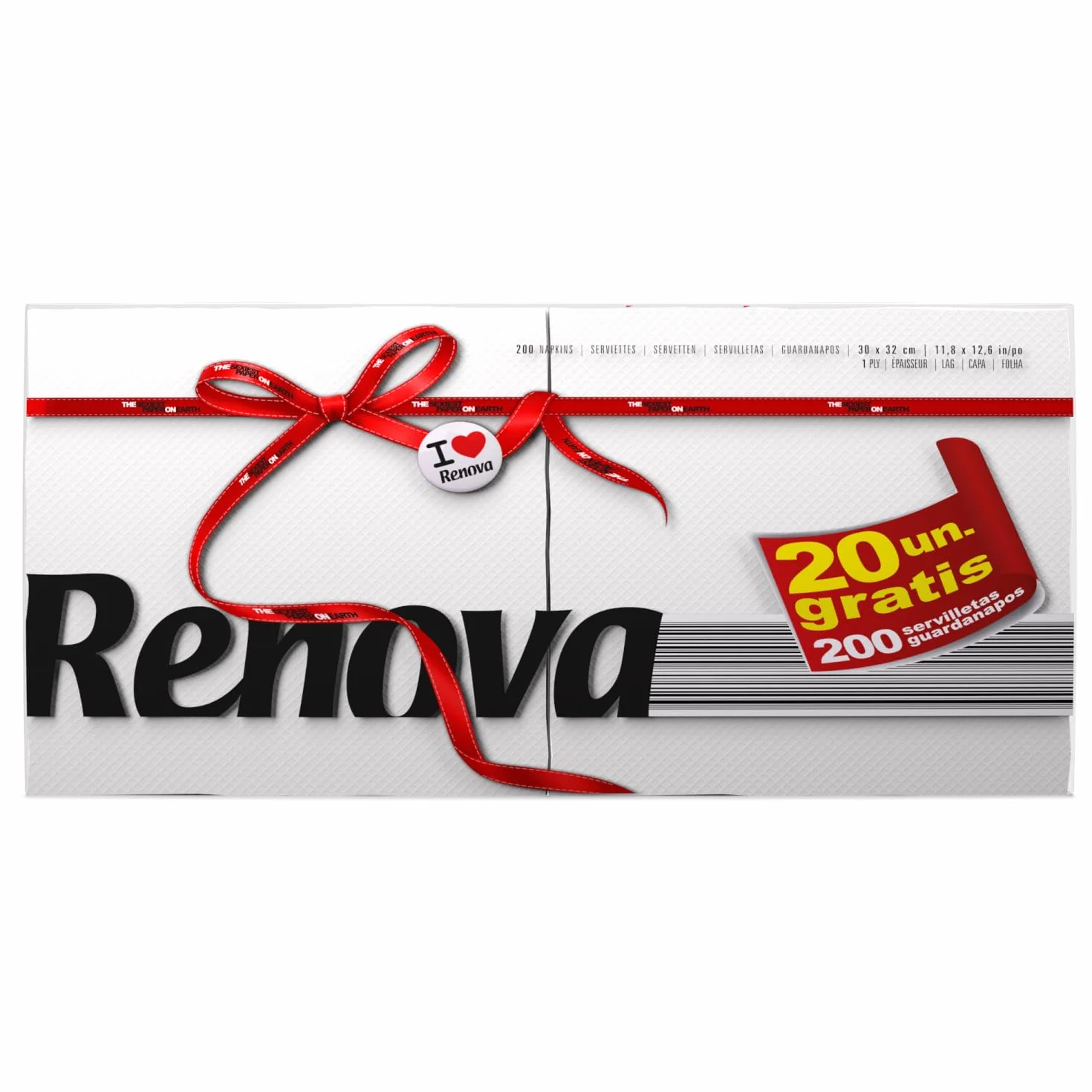 Renova serwetki Red label, ekstra miękkość, 1 składana, 200 serwetek