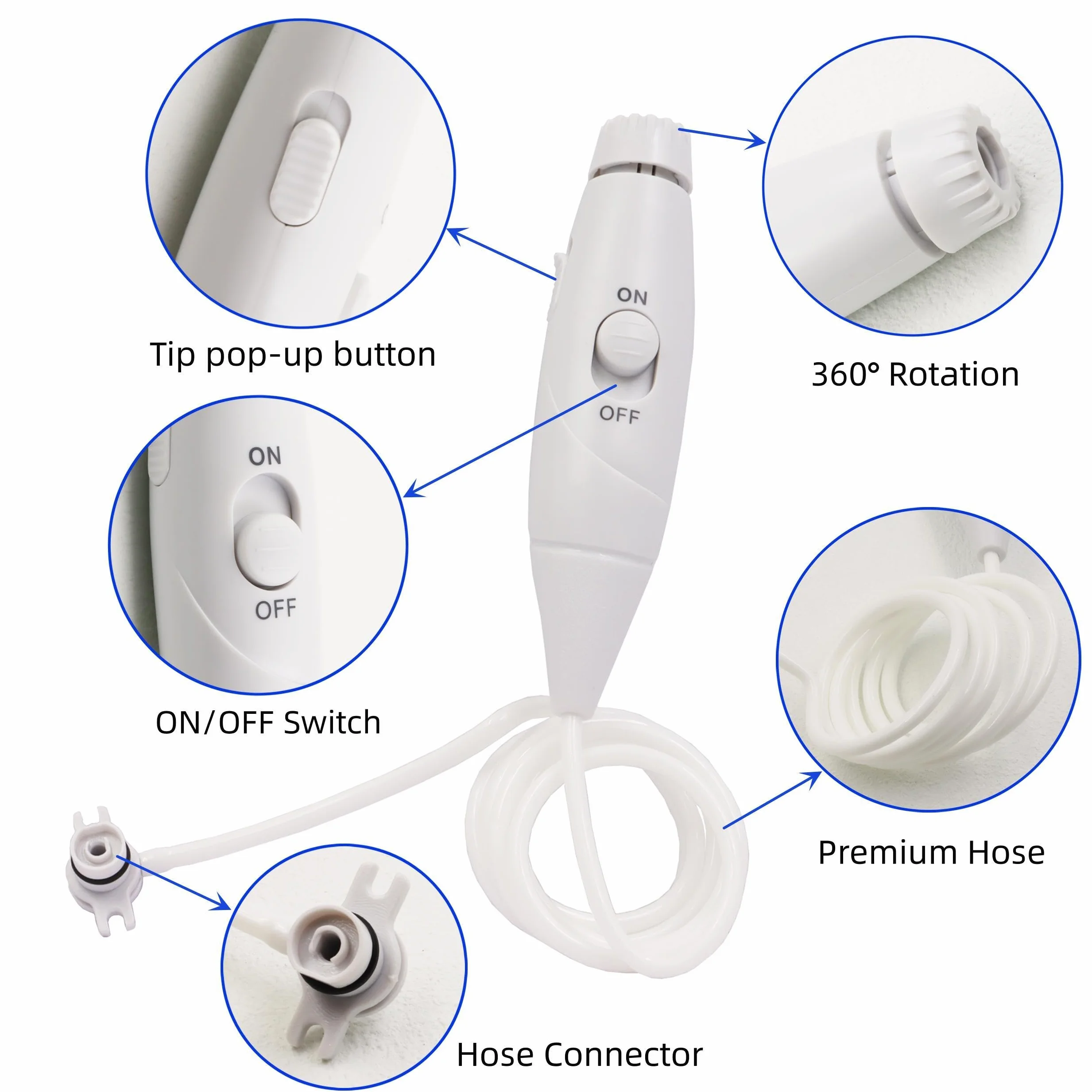 Wąż zapasowy i części uchwytu, kompatybilne z Waterpik Water Flosser WP-100 WP-300 WP-660 WP-662 WP-670 WP-672 WP-900 seria irygator do jamy ustnej kompatybilny z Waterpik Aquarius Water Flosser WP