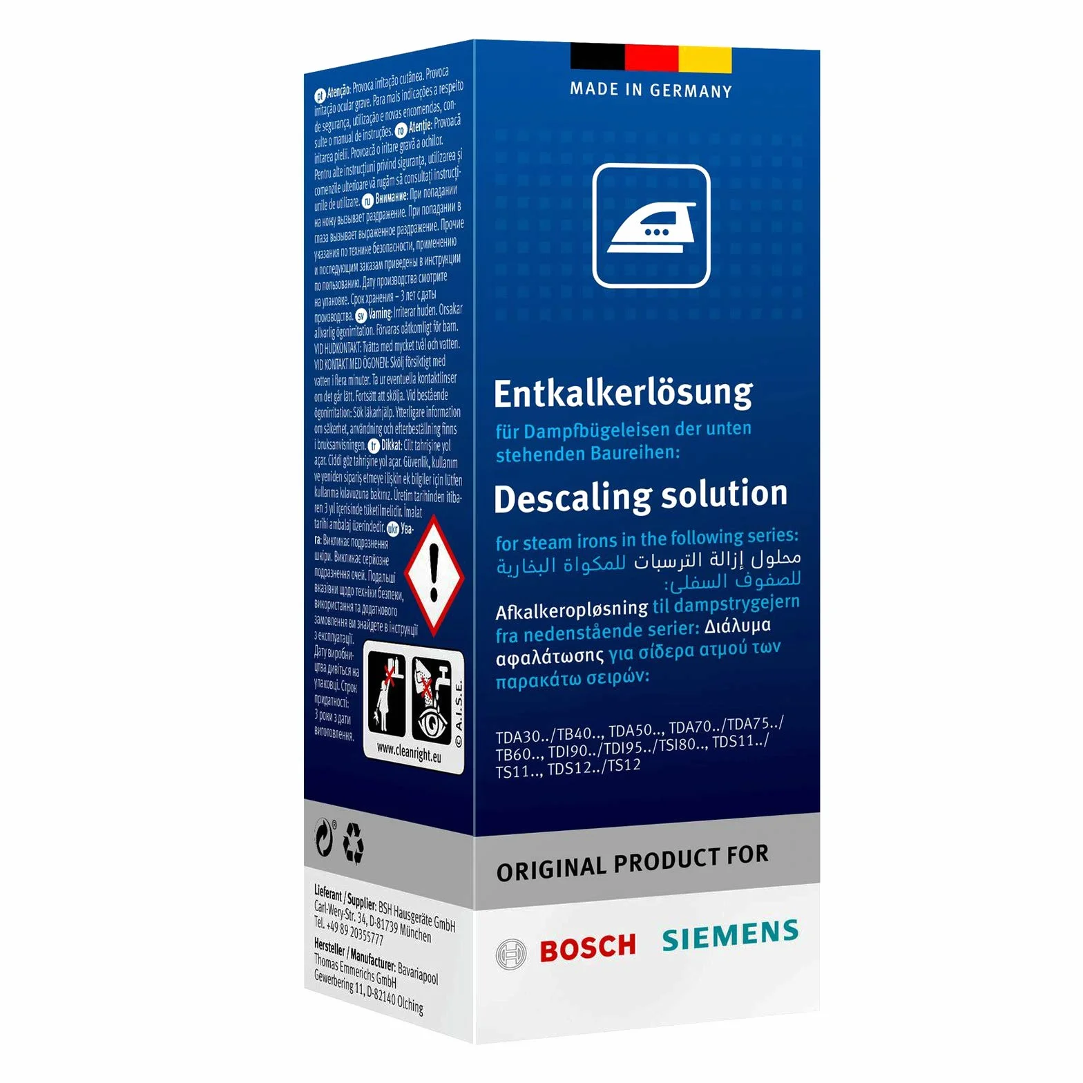 Bosch TDZ1101 Płyn do odkamieniania żelazka