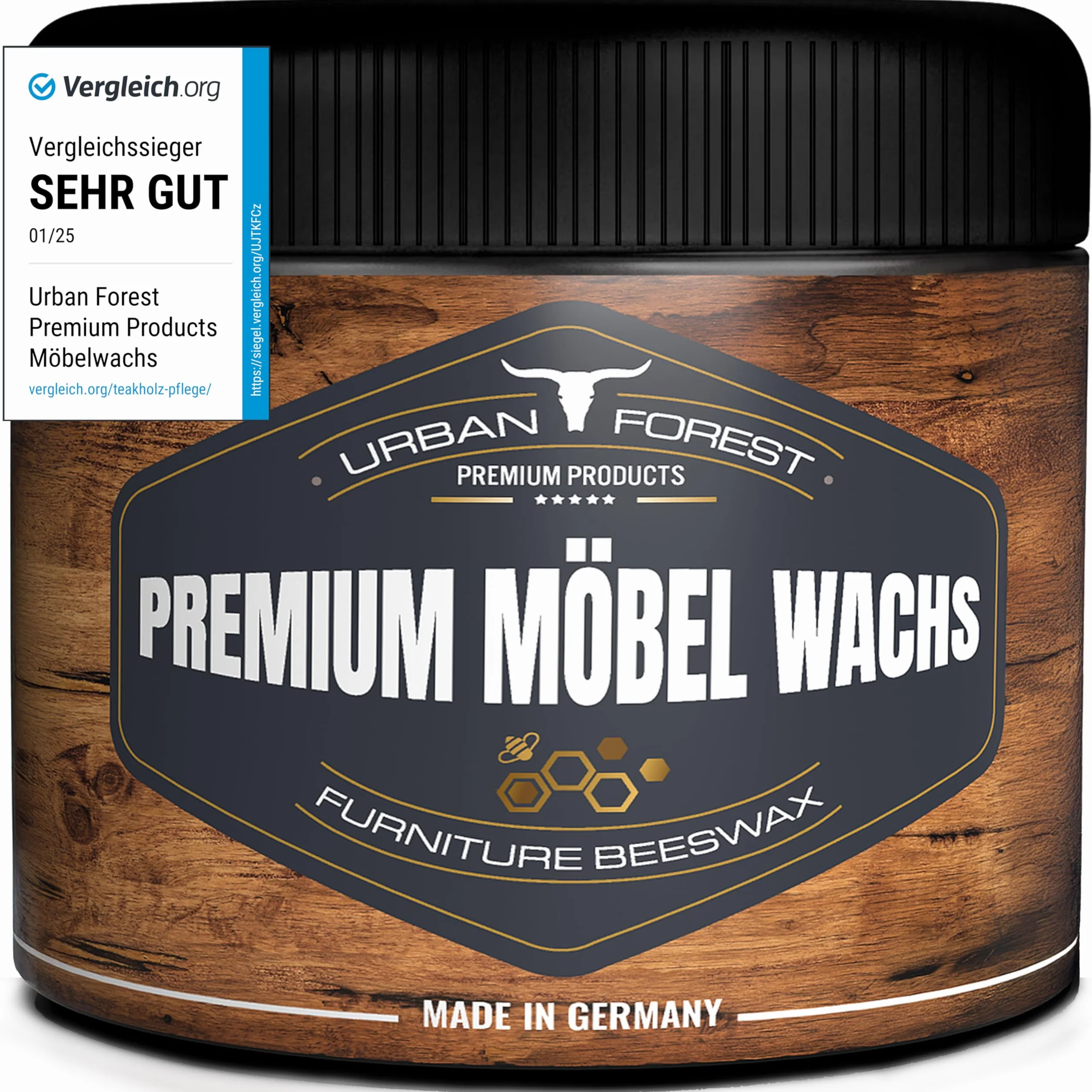 Urban Forest bezbarwny wosk do mebli z woskiem pszczelim do ochrony drewna, 250 ml
