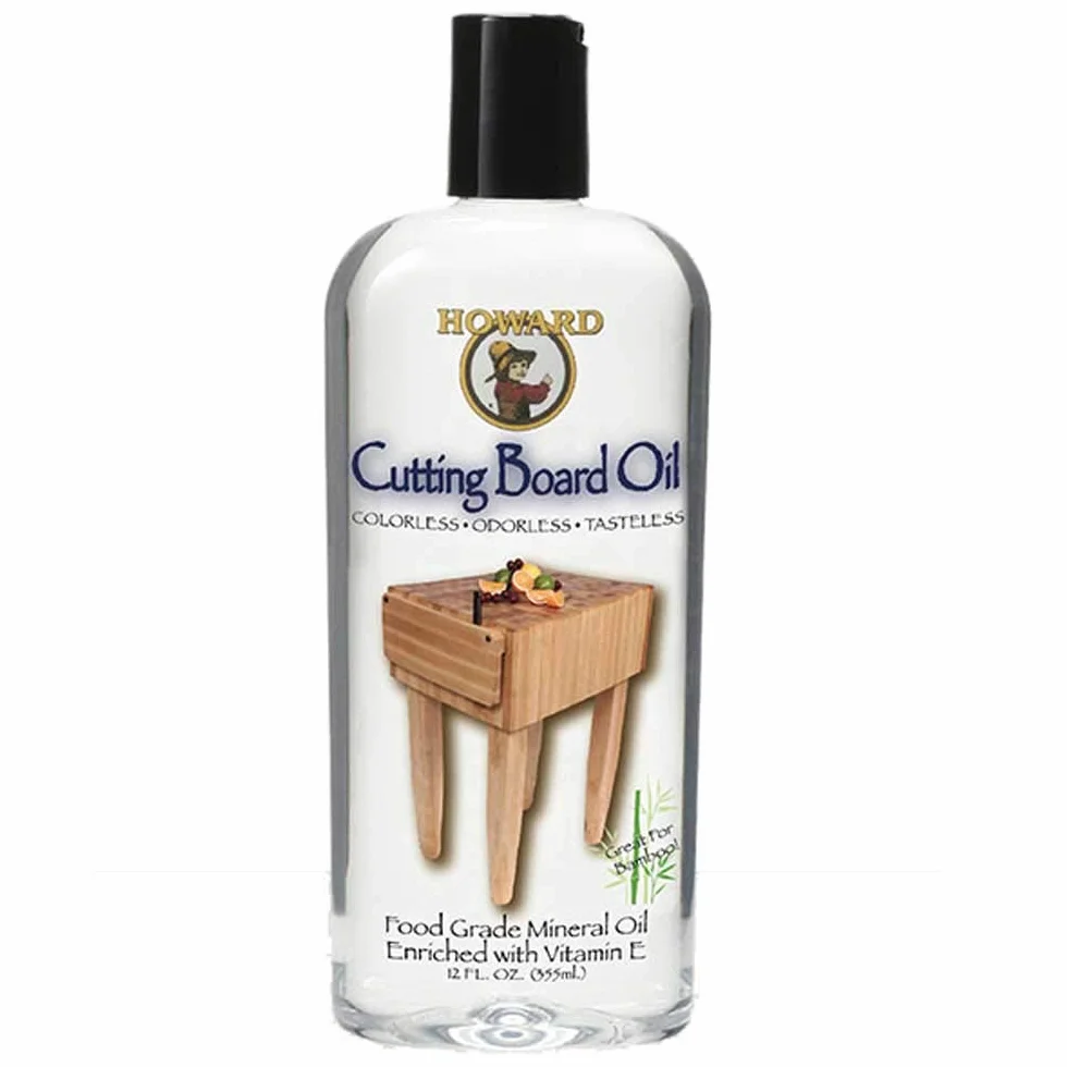 Howard Olej do krojenia i odżywka Howard Butcher Block (355 ml) ze ściereczką do stosowania na blokach rzeźniczych, deskach do chleba, deskach do krojenia i drewnianych narzędziach kuchennych