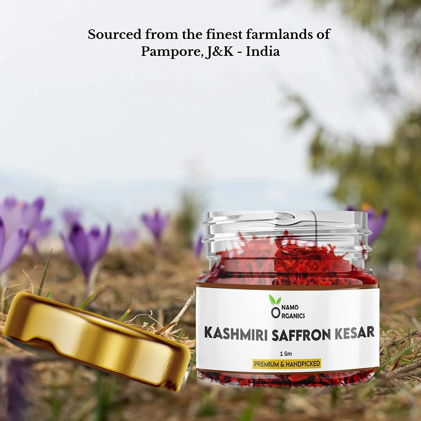 Namo Organics Safran Kashmiri Kesar oryginalny czysty i organiczny szafran dla kobiet w ciąży 100% czystość laboratoryjna jakość A++ Kashmiri Kesar/Saffran