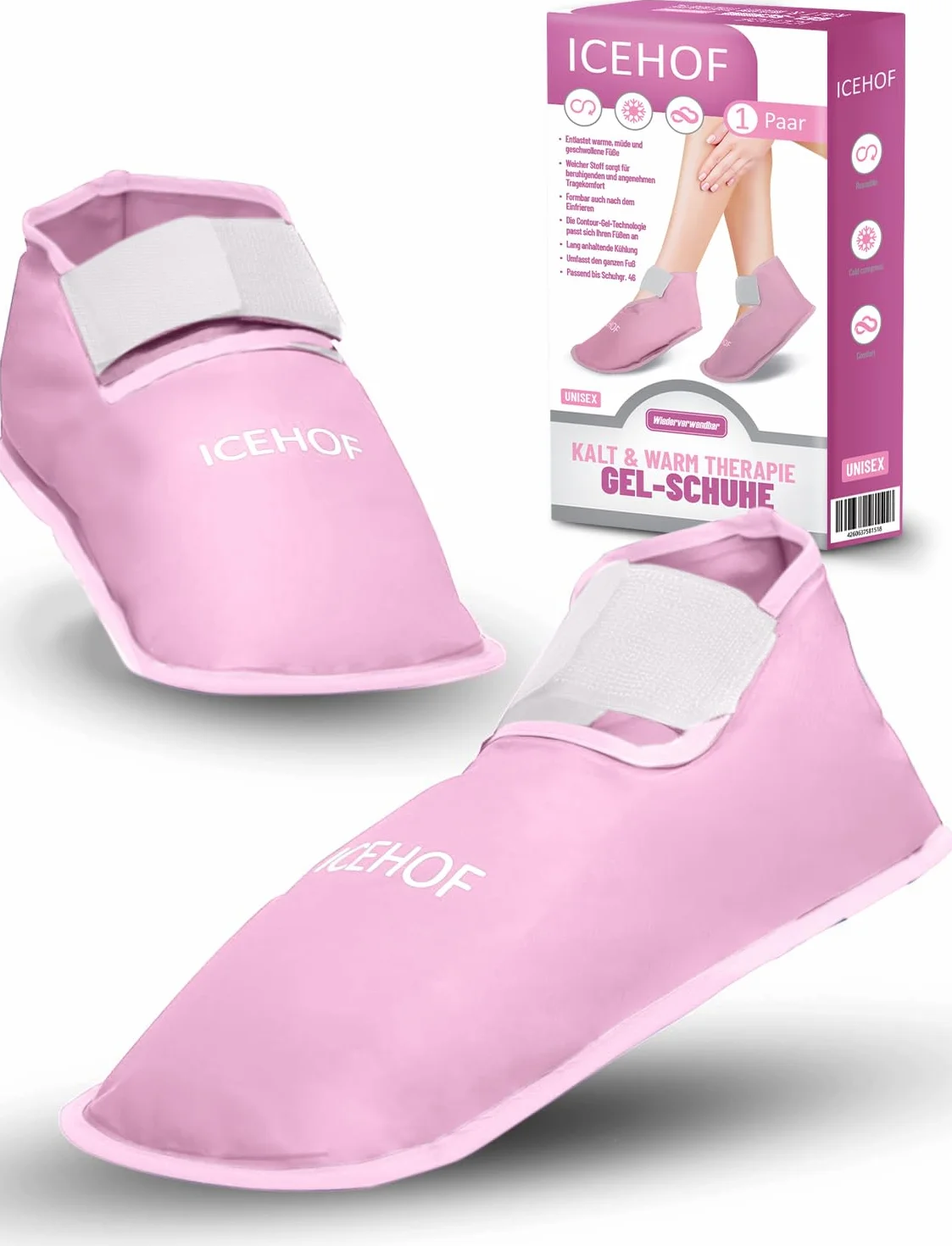 ICEHOF Buty chłodzące + buty – delikatny materiał – skarpety chłodzące z żelem, terapia zimnem dla stóp i stóp w przypadku chemioterapii, reumatyzmu, skarpety lodowe, chemioterapia, rozmiar