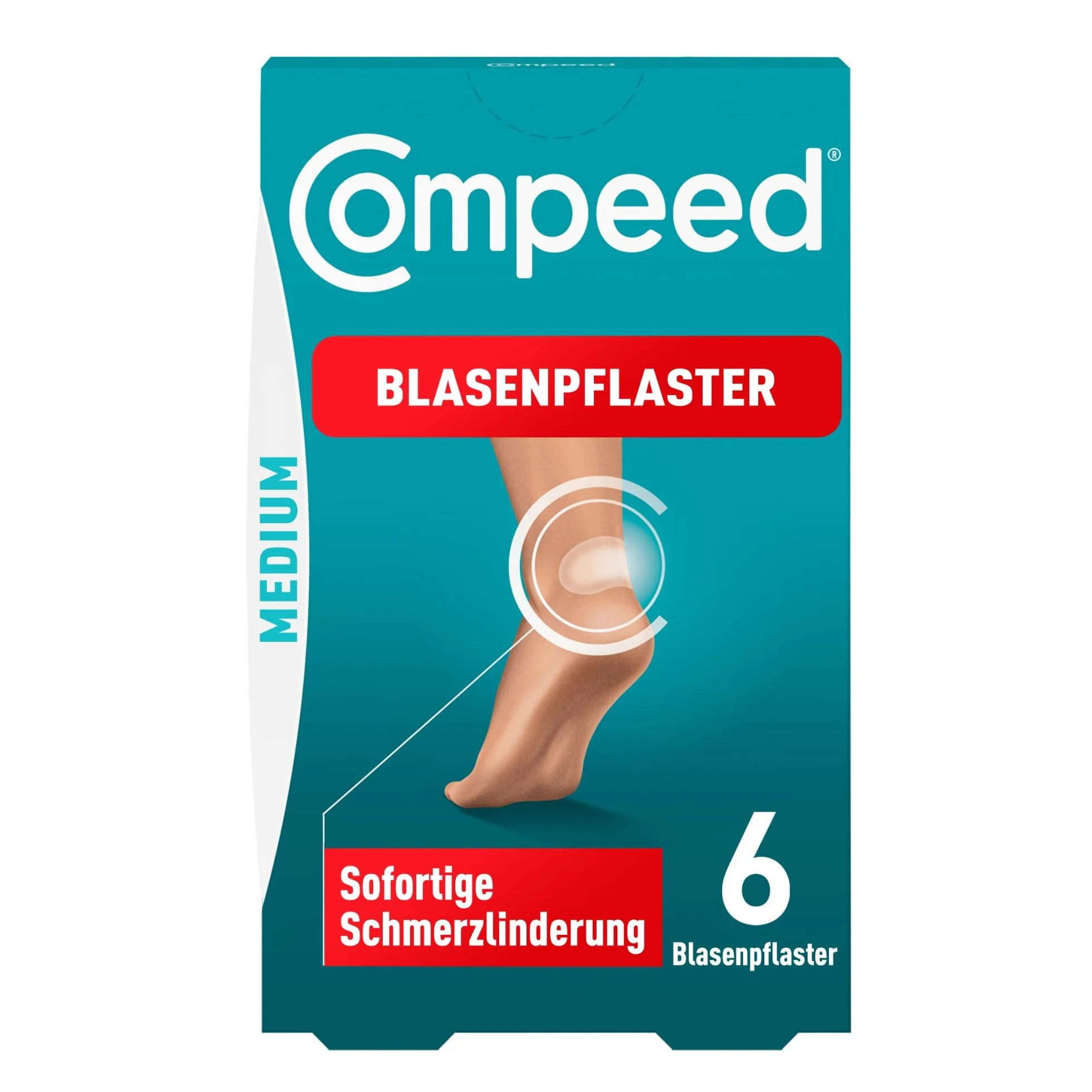 Compeed Plastry na pęcherze średnie - plastry hydrokoloidowe przeciwko pęcherzom na piętach, 6 sztuk w opakowaniu