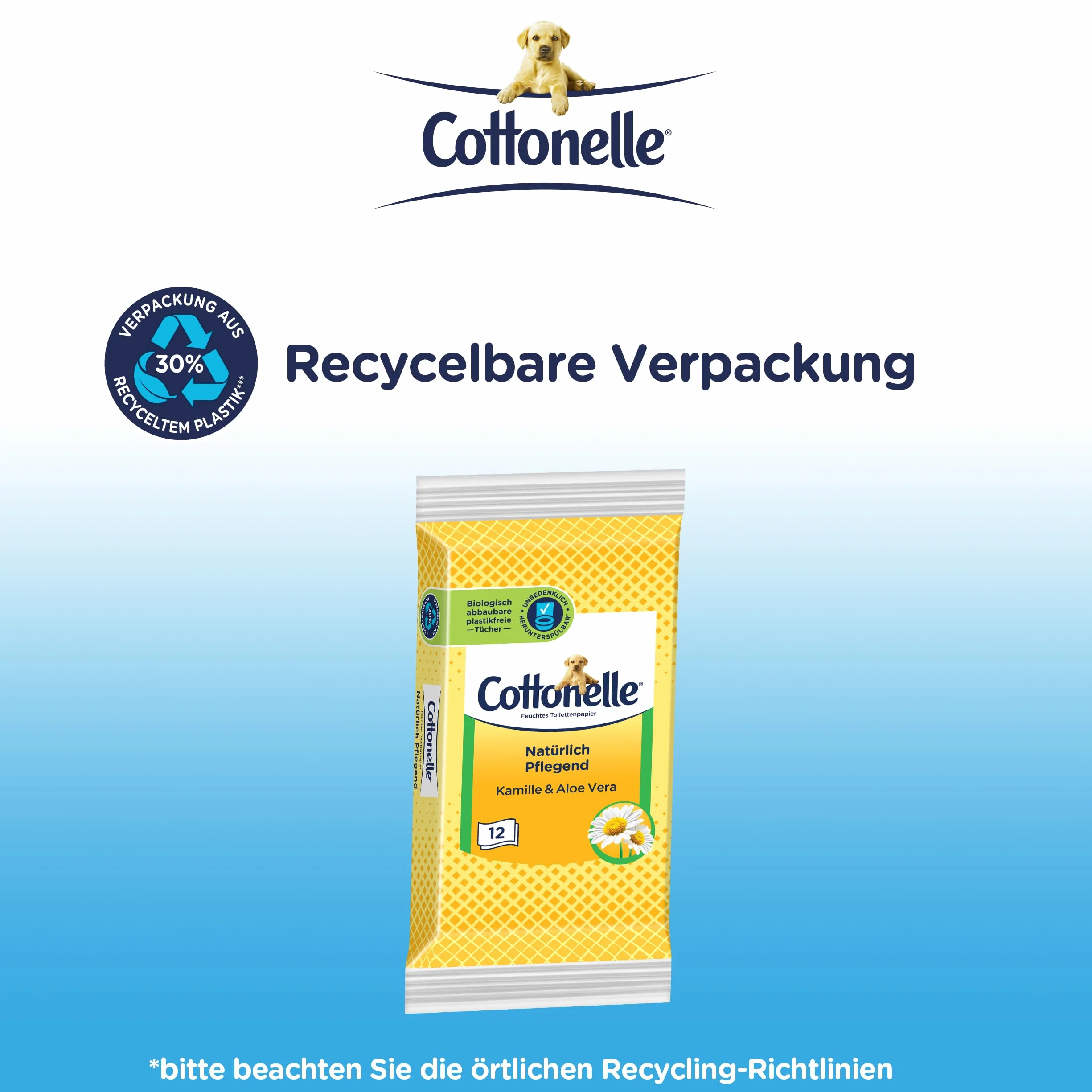 Cottonelle Wilgotny papier toaletowy do podróży rumianek i aloes biodegradowalny 20 x 12 ściereczek
