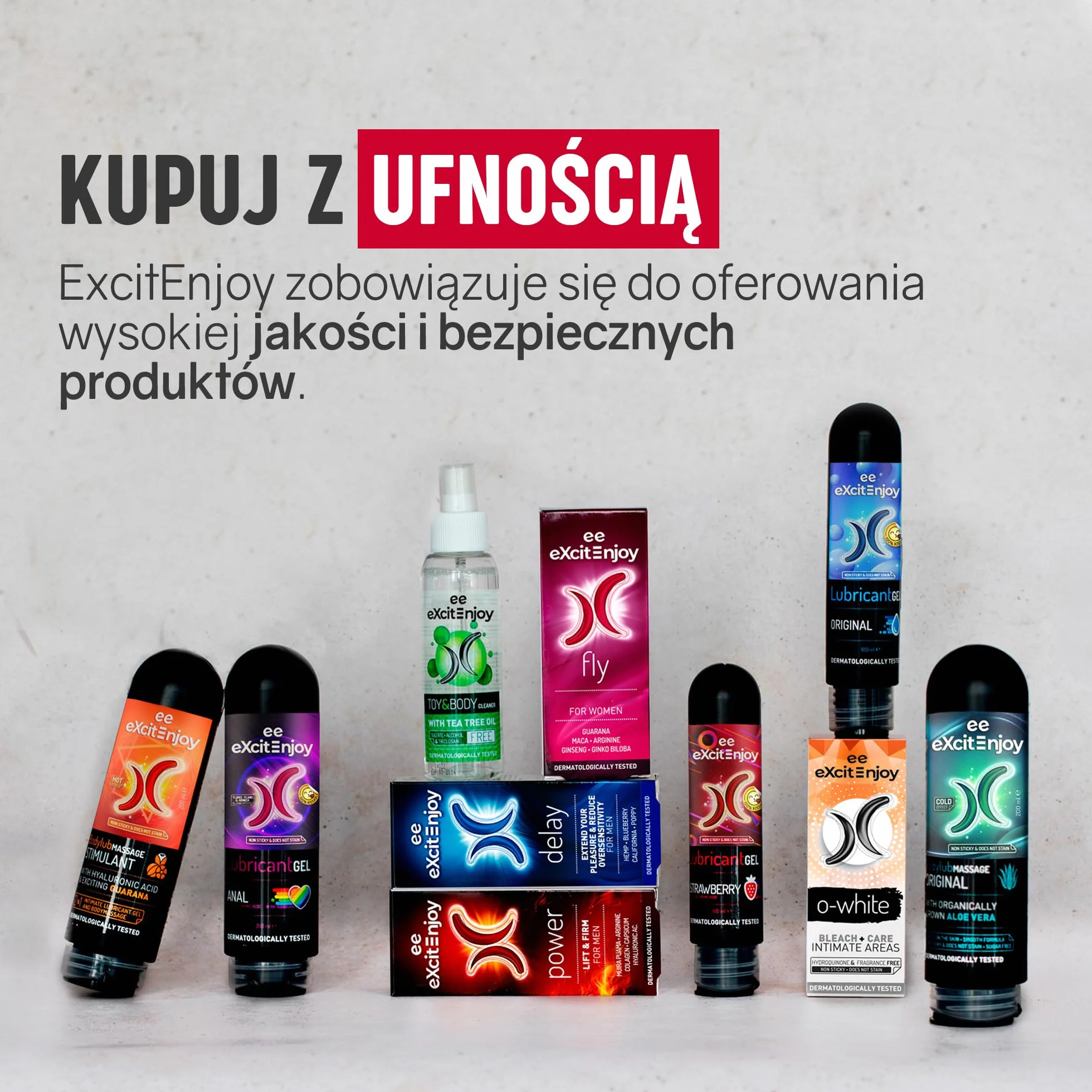 Żel intymny Excite o zapachu truskawki na bazie wody, 100 ml - nawilżający i delikatny dla wrażliwej skóry, wegański i nietestowany na zwierzętach