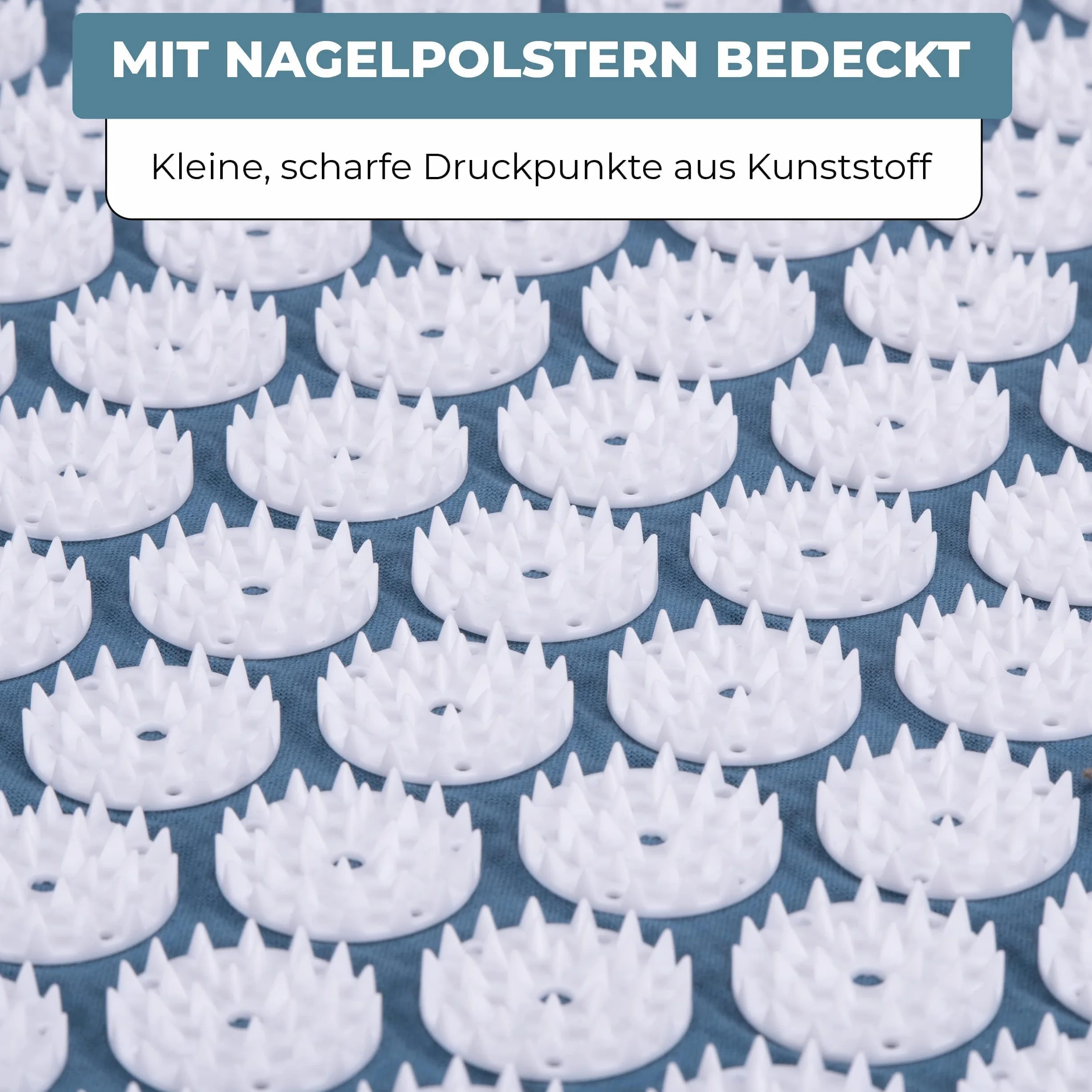 Umbro Mata do akupresury z poduszką, łagodząca ból pleców, mata do akupunktury, łóżko paznokcia, akupresura, łagodząca ból, 42 x 71 cm, niebieska