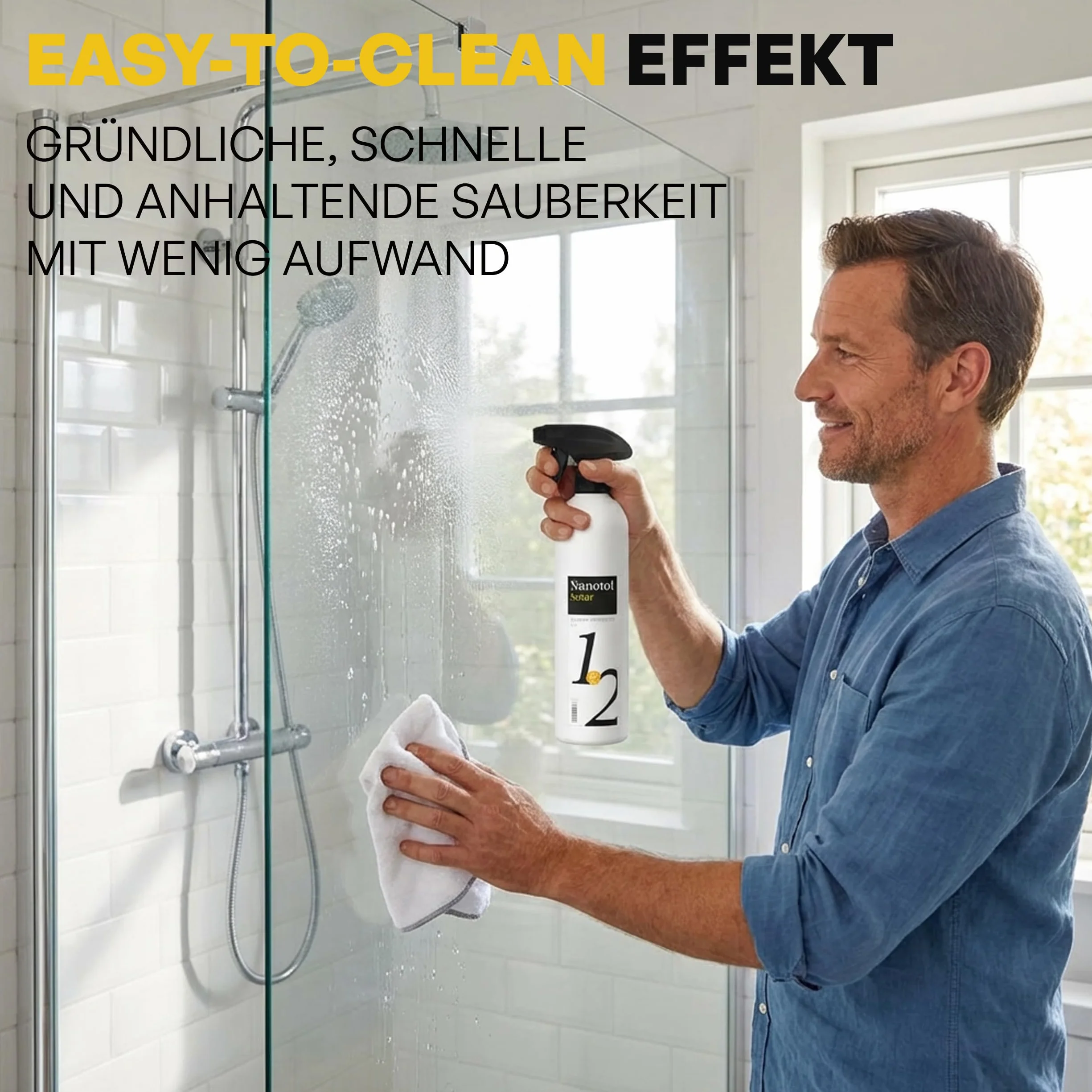 Nanotol Hybrydowy profesjonalny środek do czyszczenia łazienki 1+2, z efektem Easy to-clean | czyści, odkamieniaje i uszczelnia jednocześnie (1000 ml)
