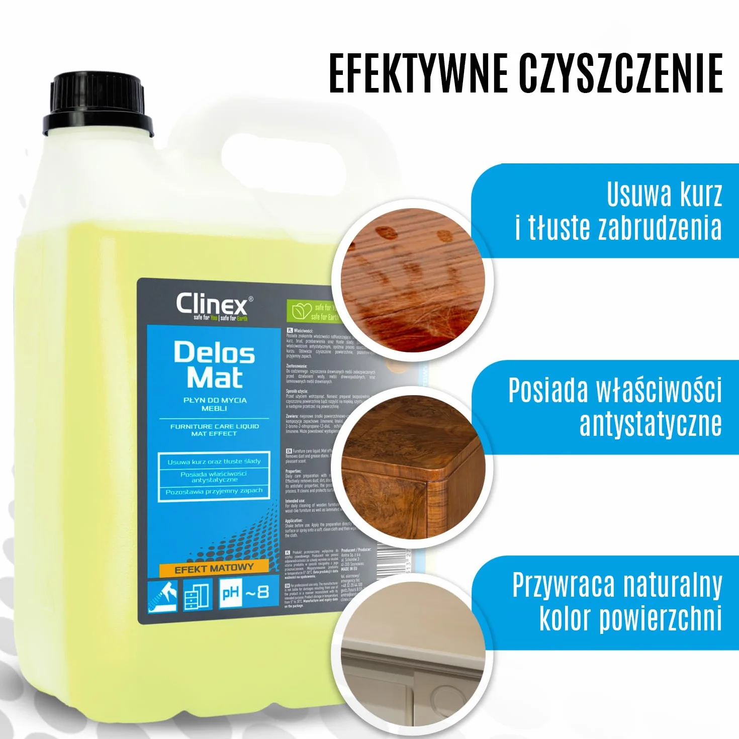 Clinex Delos Mat środek do czyszczenia i pielęgnacji mebli 1000 ml