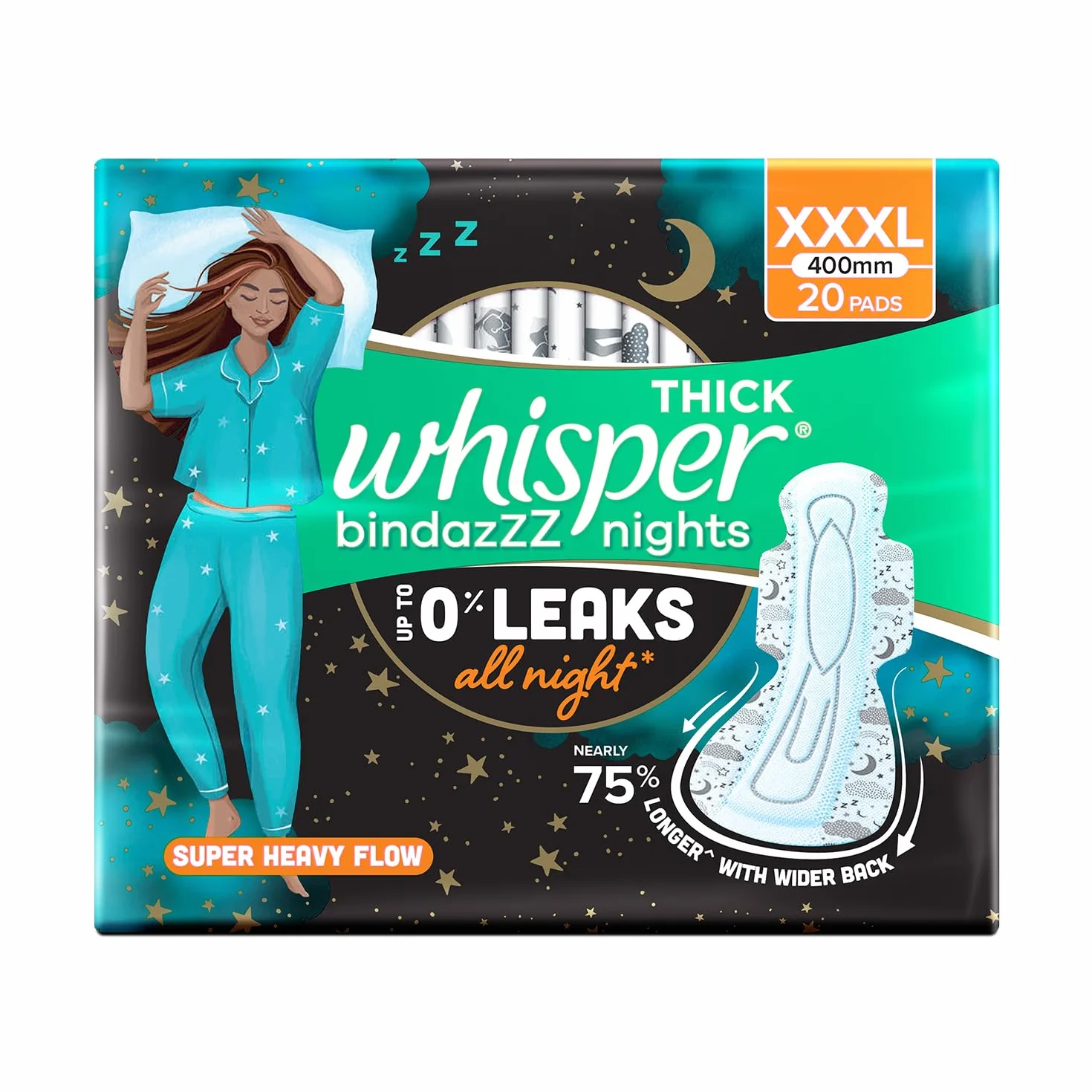 Whisper Podpaski higieniczne Ultra Night dla kobiet, XXXL 20 serwetek