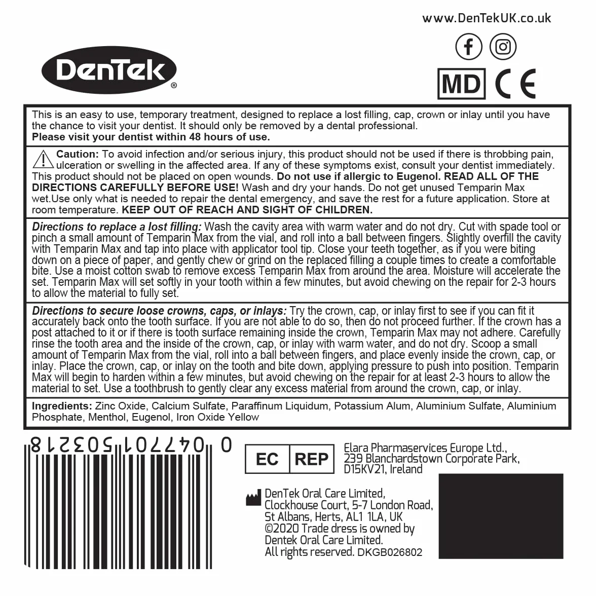 DenTek Tymczasowe naprawa zębów Twin Pack