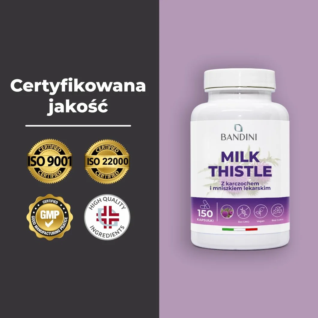 Bandini® Cardo Mariano Complex - karczoch mniszka lekarskiego - 150 kapsułek - wysoko dozowany z 80% sylimaryny - bez stearynianu magnezu, wyprodukowany we Włoszech - Wytwarzane metodą HPLC