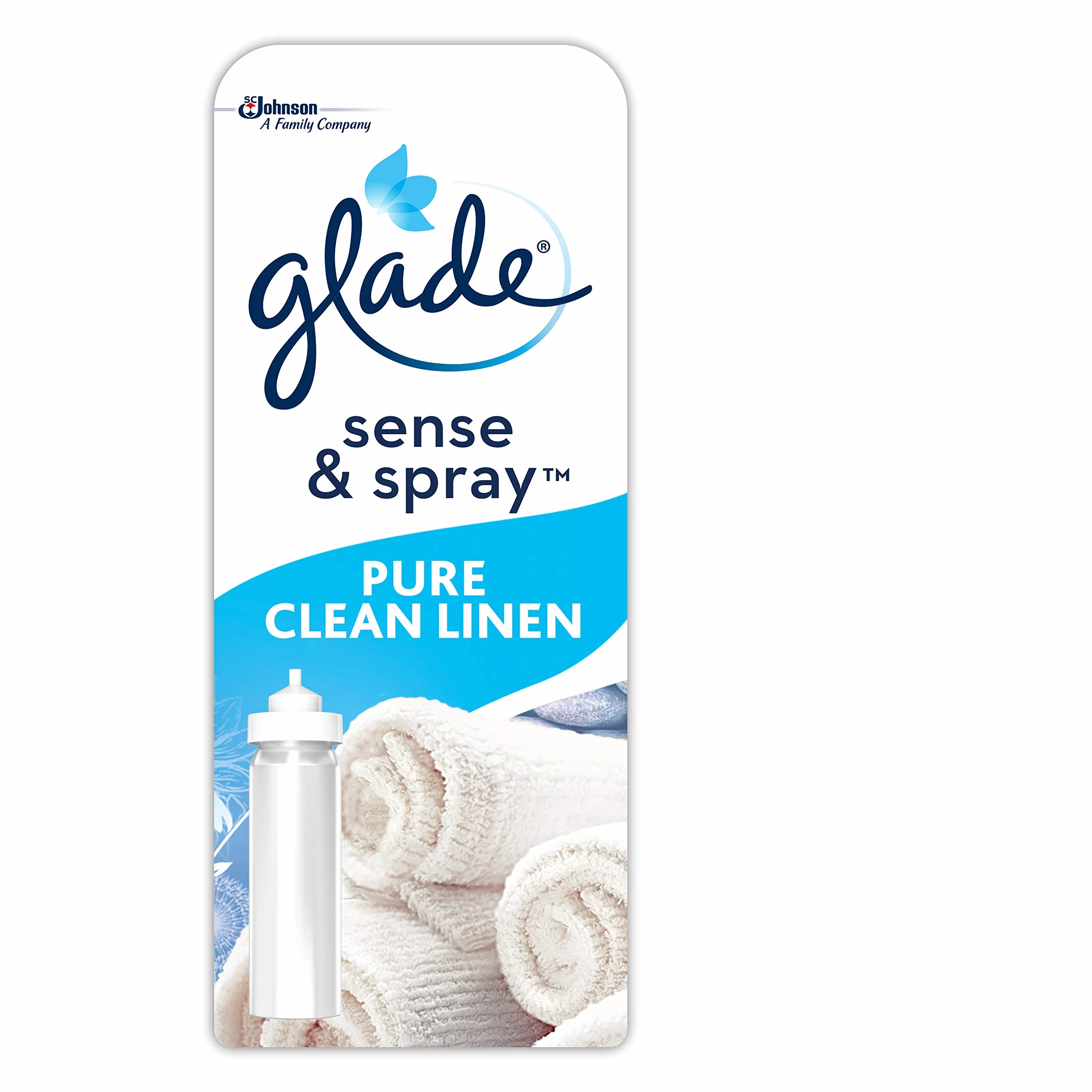 Glade Sense & Spray automatyczny odświeżacz powietrza aktywowany ruchem czysta pościel 8 wkładów 8 x 18 ml