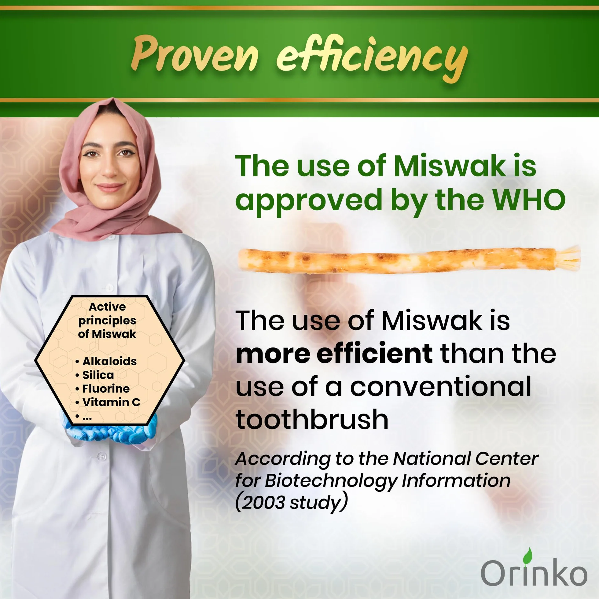 Orinko Zestaw 6 Patyczków Miswak - 100% Naturalne Szczoteczki do Zębów - Czyszczą, Dezynfekują i Wybielają - Ekologiczne, Biodegradowalne i Wegańskie - Dodatkowy E-book