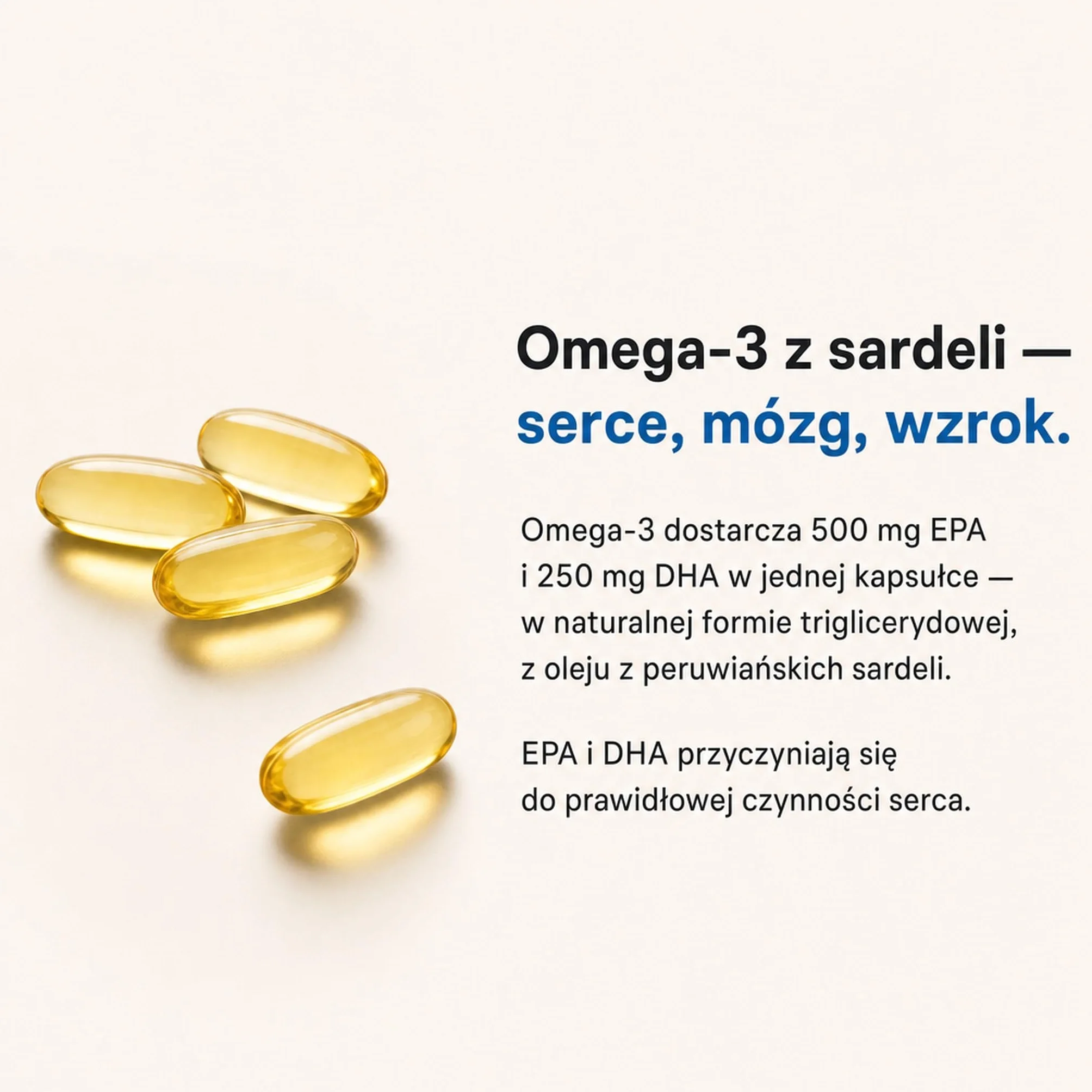 Omega 3 Kapsułki – 500 mg EPA + 250 mg DHA, Olej Rybi Forma Triglicerydowa – EPA i DHA Przyczyniają się do Prawidłowej Czynności Serca – Certyfikat IFOS (60 Kapsułek, 2 Miesiące)