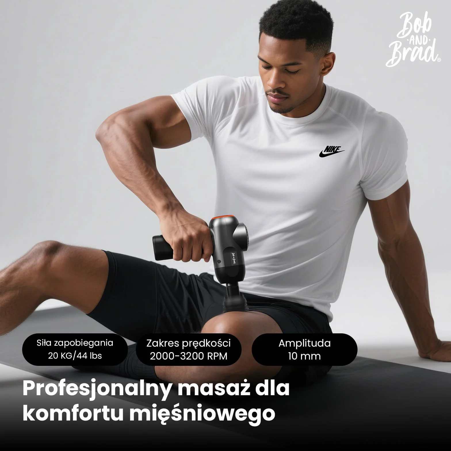 Bob and Brad C2 Pistolet do Masażu Tkanki Głębokiej Masażer Mięśni 5 Prędkości Czarny
