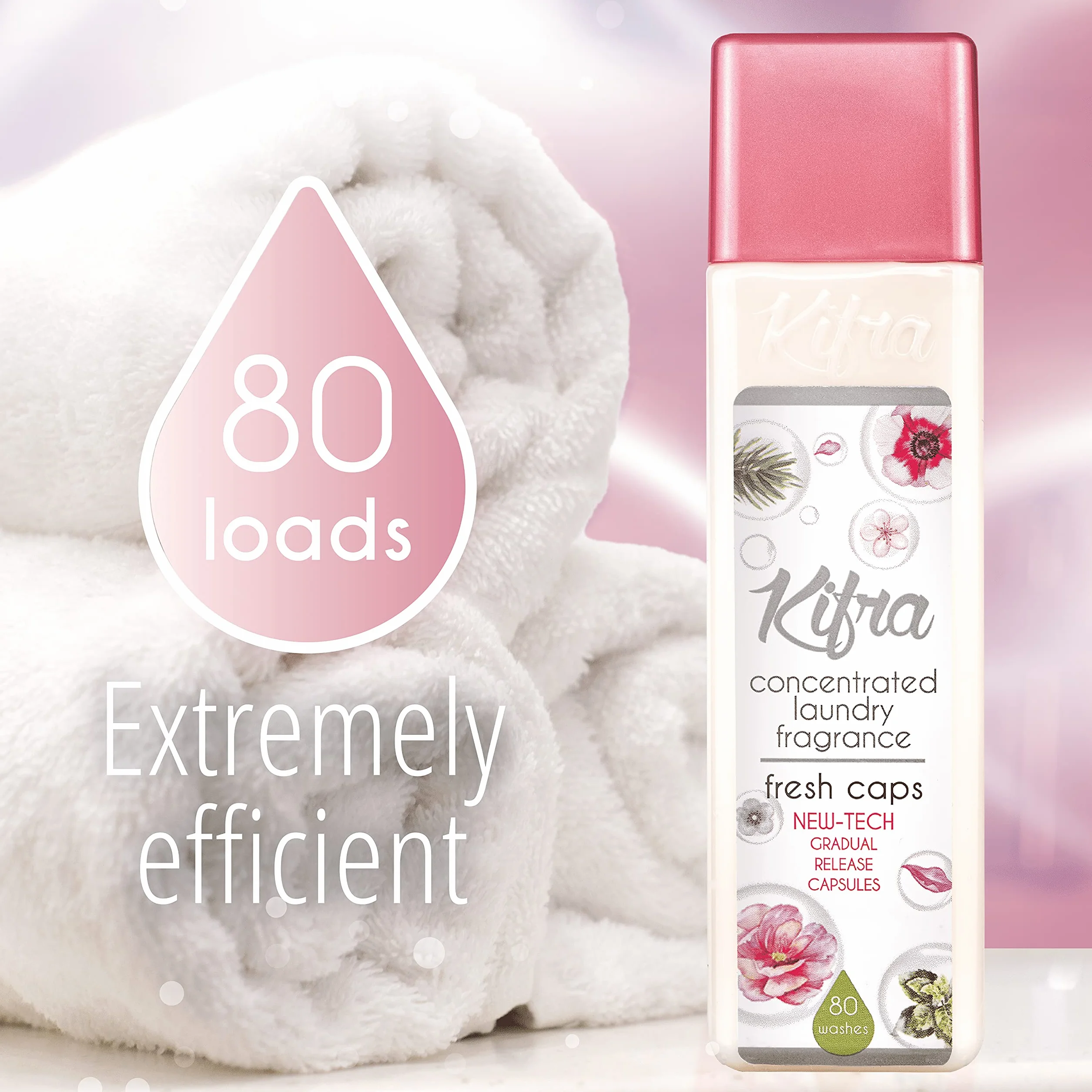 Kifra Fresh Caps skoncentrowane perfumy do prania, 200 ml, 80 cykli prania, długotrwały zapach do prania
